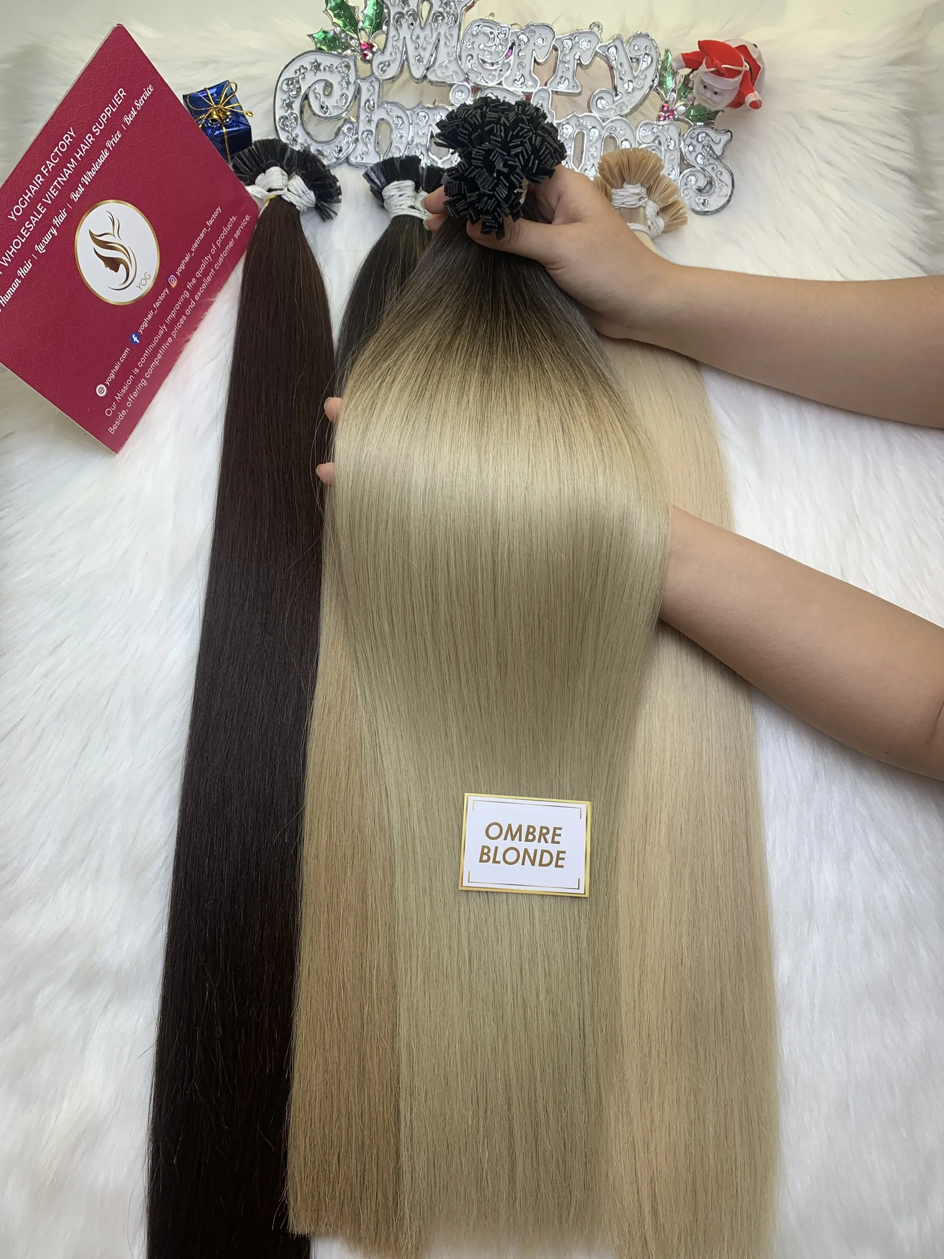 Human Hair Extensions Flat Tip Bone Straight Ombre Blonde Color Raw Vietnamese Hair 1 Human Hair Extensions Ombre Blonde Color Raw Vietnamese Hair