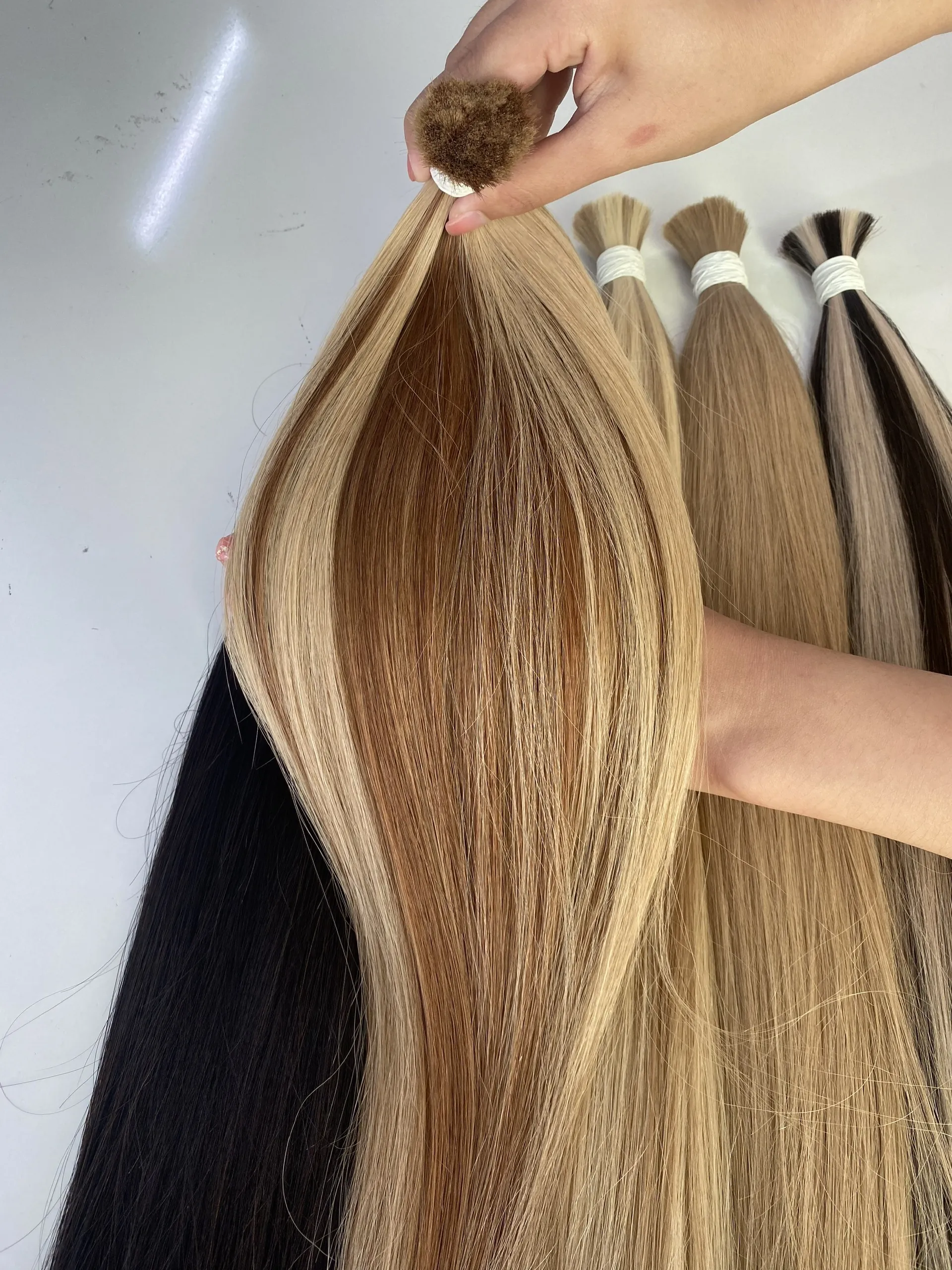Natural Straight Bulk Hair Bone Straight Mix Piano Color Raw Vietnamese Hair 2 Natural Straight Hair Bulk Hair Mix Piano Wholesale Price