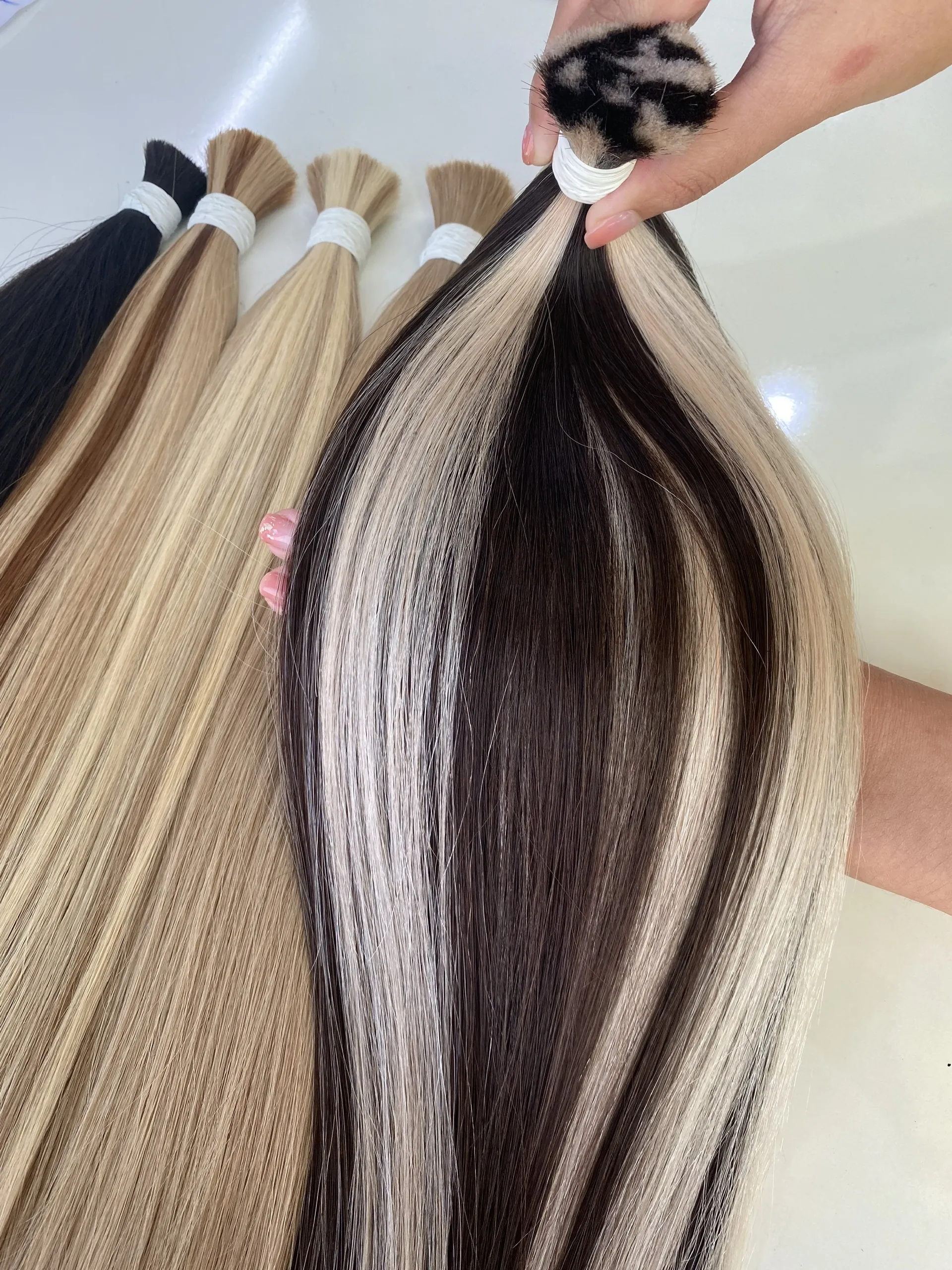 Natural Striaght Bulk Hair Blonde Mix Piano Color High Quality