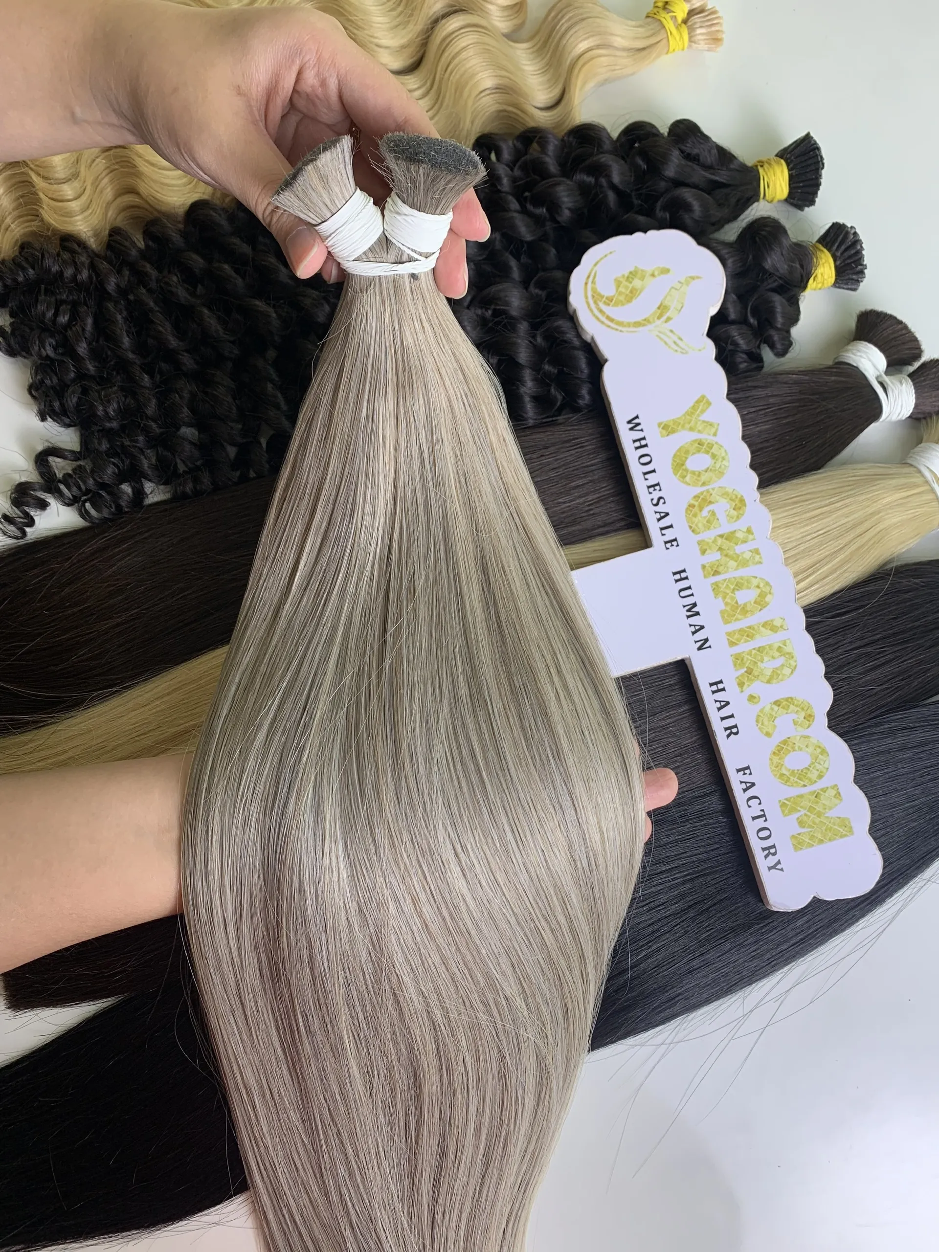 Natural Straight Hair Bulk Hair Bone Straight For Bleaching Blonde Color Raw Vietnamese Hair 1 Natural Straight Hair Bulk Hair Grey Color Raw Vietnamese Hair