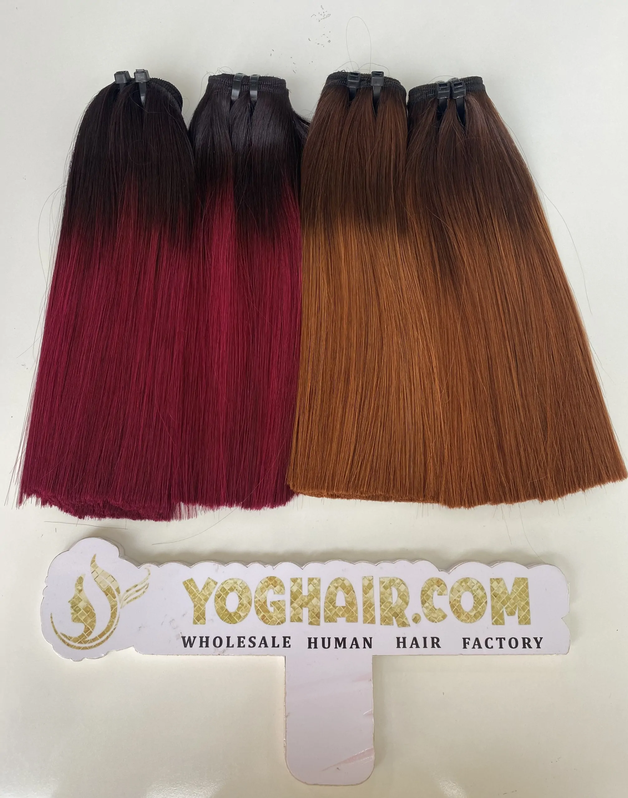 Vietnamese Hair Weft Hair Extensions EU Standard Bone Straight Ombre Red 2 Vietnamese Hair Weft Hair Extensions Ombre Red Hot Trend Color