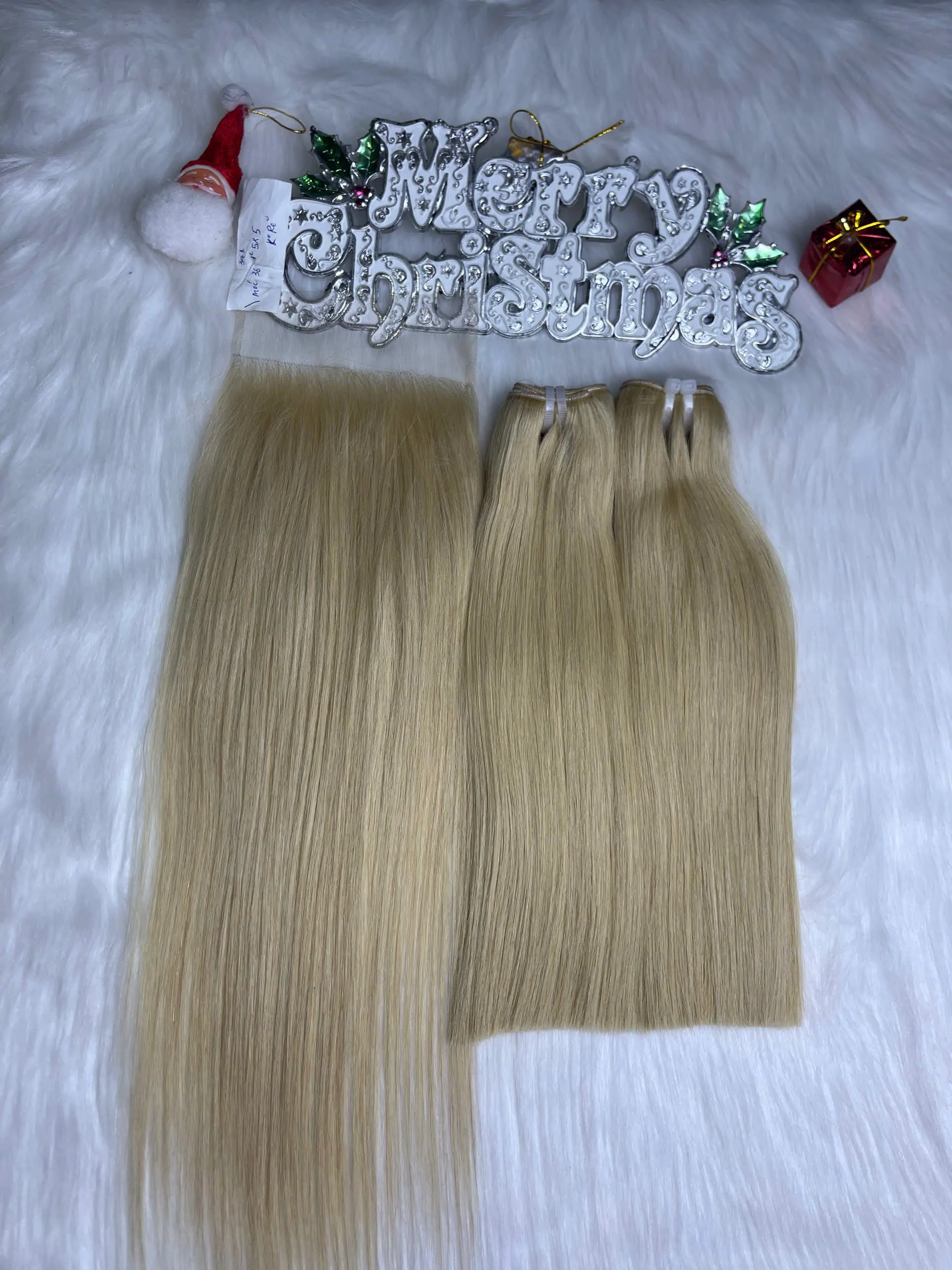 Weft Hair Extensions Blonde Color Made From 100% Vietnam Hair