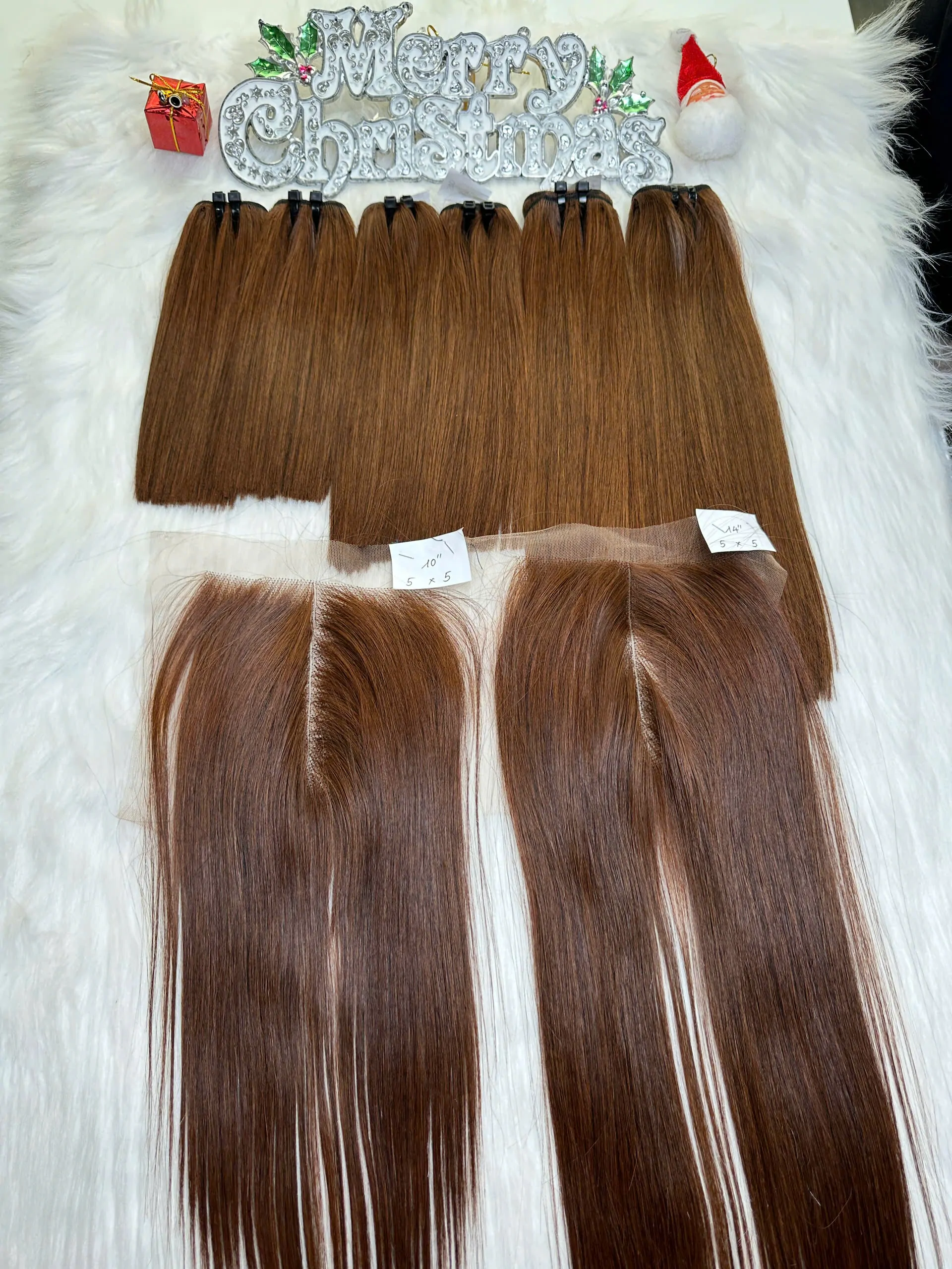Weft Hair Extensions Bone Straight Dark Brown Color Raw Hair