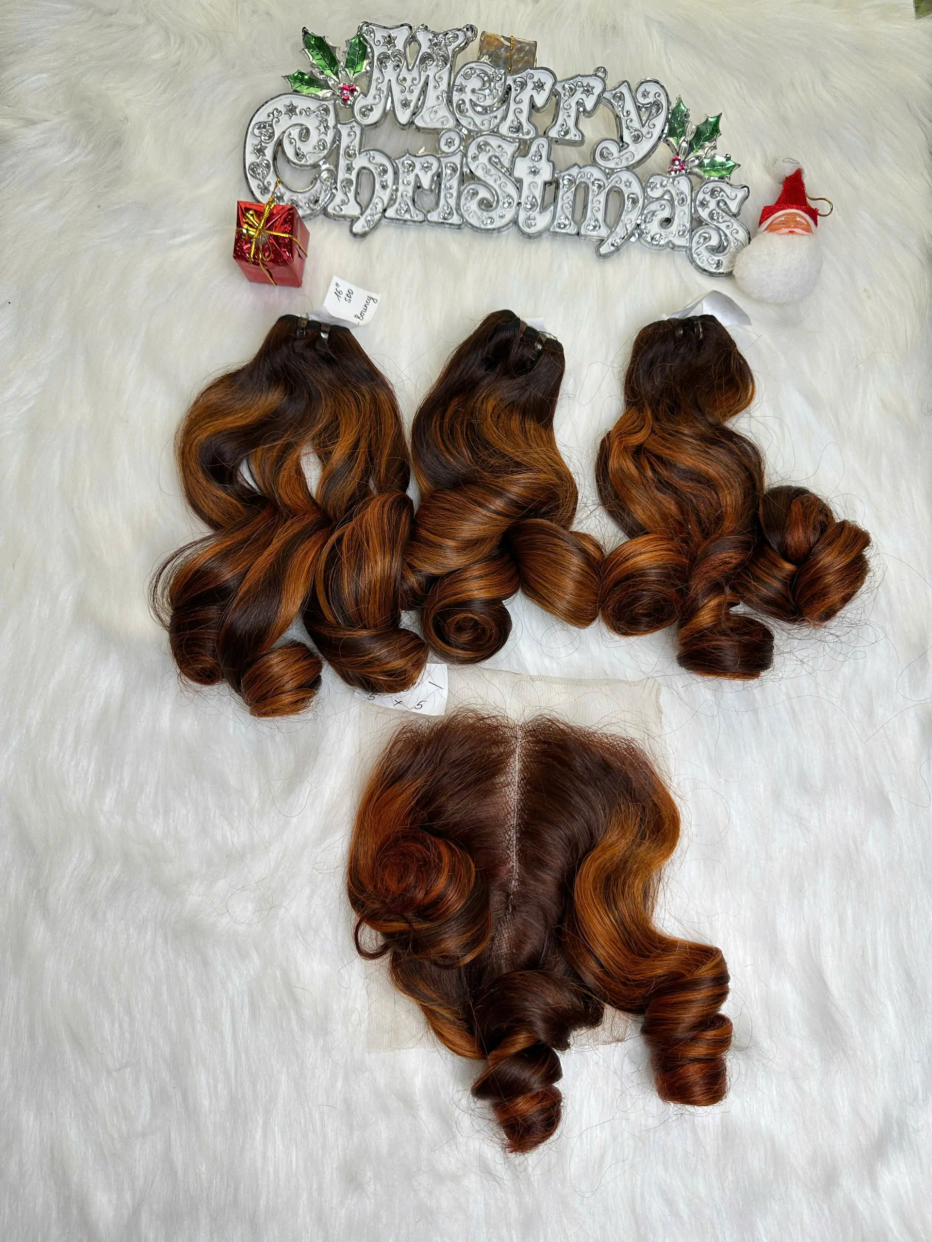 Weft Hair Extensions Fumi Bouncy Curly Mix Piano Color Raw Vietnameme Hair