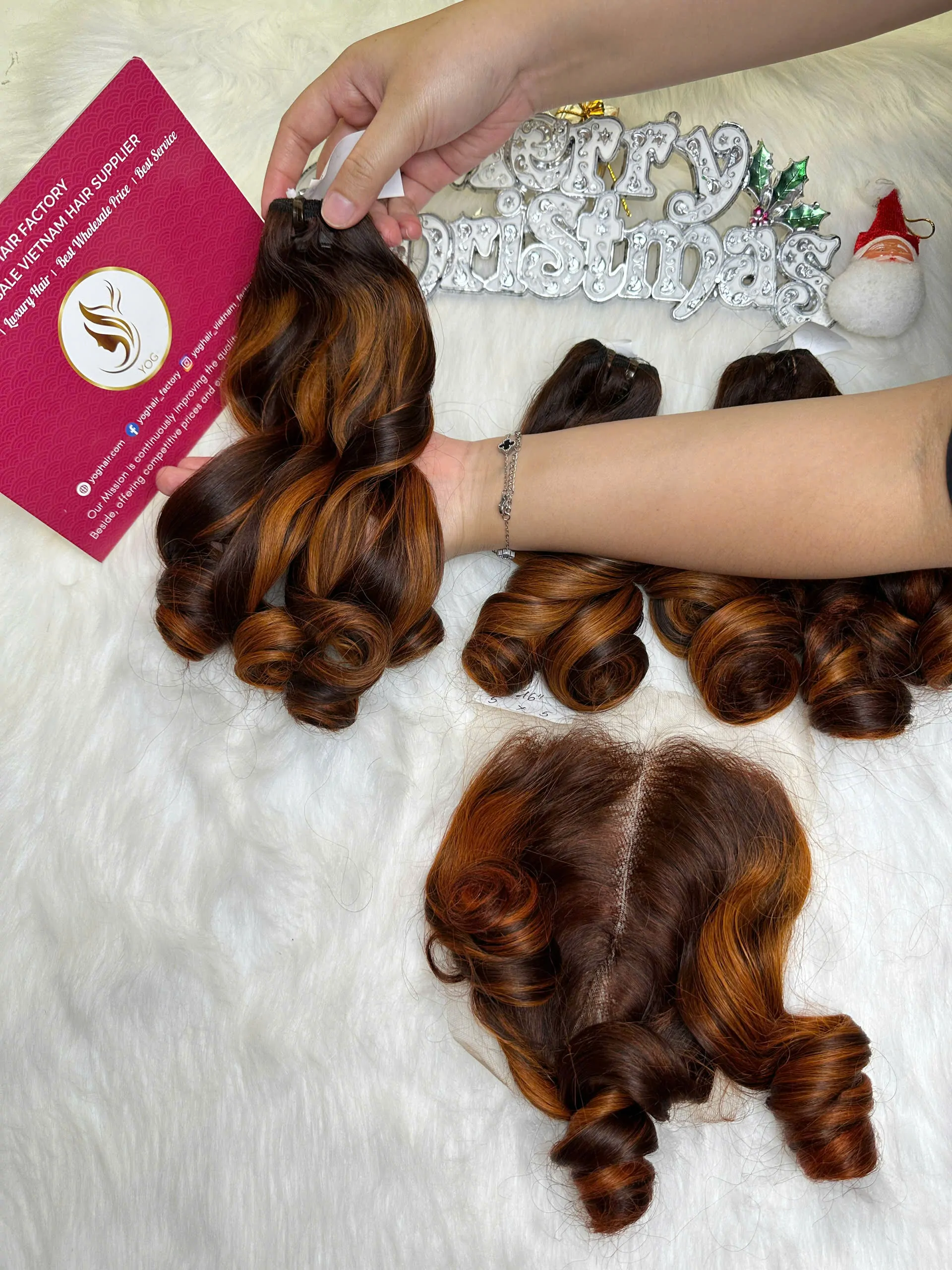 Weft Hair Extensions Fumi Bouncy Curly Mix Piano Color