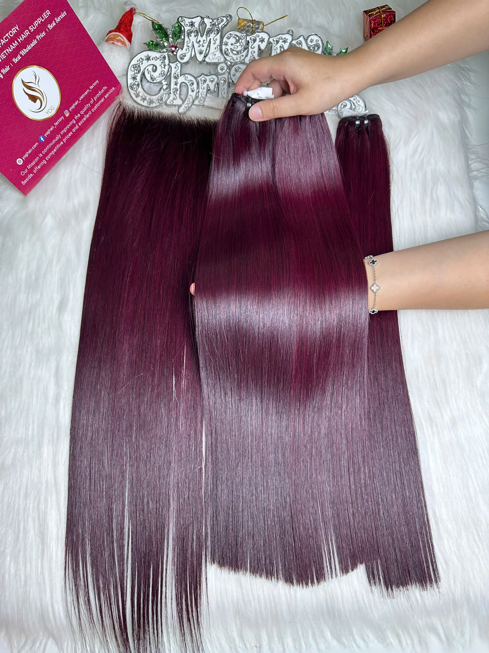 Bone Straight Hair Burgundy Color Raw Vietnamese Weft Hair Extensions 1 Bone Straight Hair Burgundy Color Raw Vietnamese Weft Hair Extensions