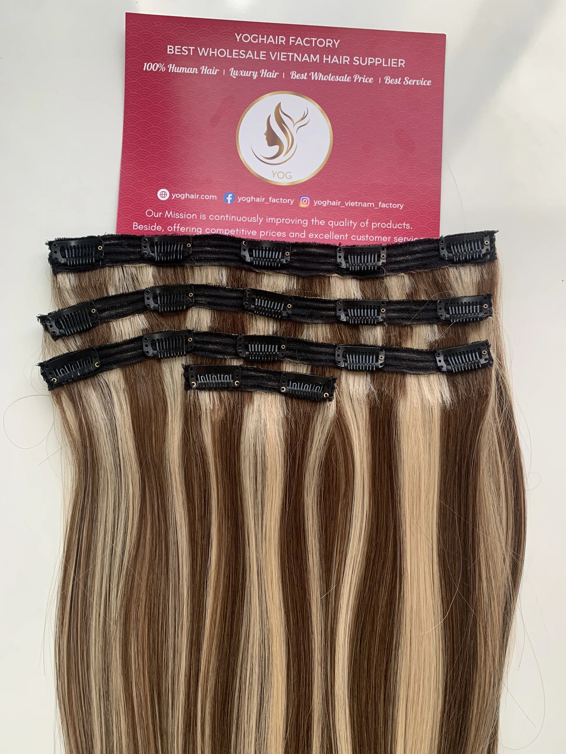 Clip In Hair Extensions Mix Piano Color Super Quality Vietnamese Hair