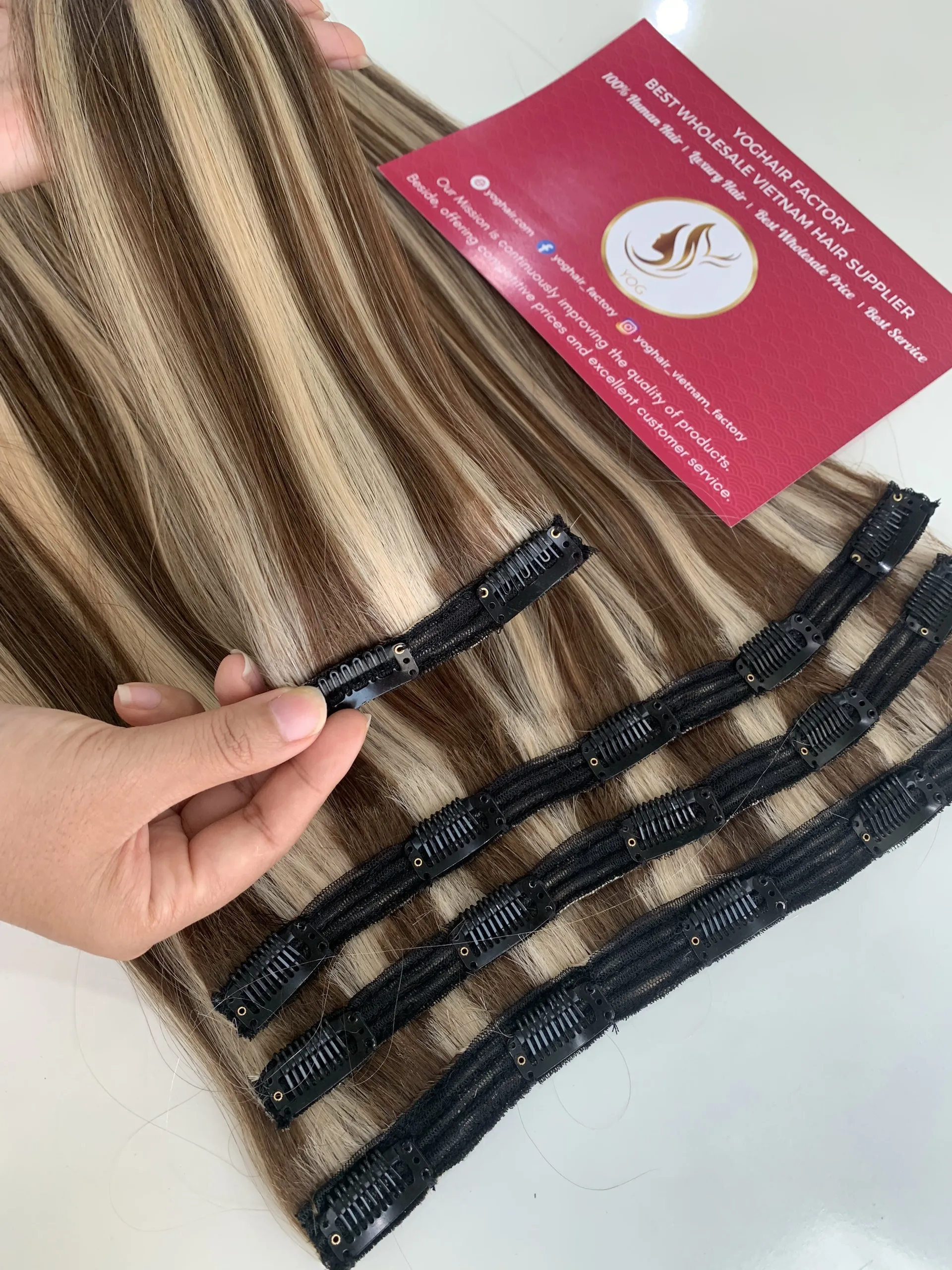 Clip In Hair Extensions Mix Piano Color Super Quality Vietnamese Hair 2 Clip In Hair Extensions Mix Piano Color Vietnamese Hair