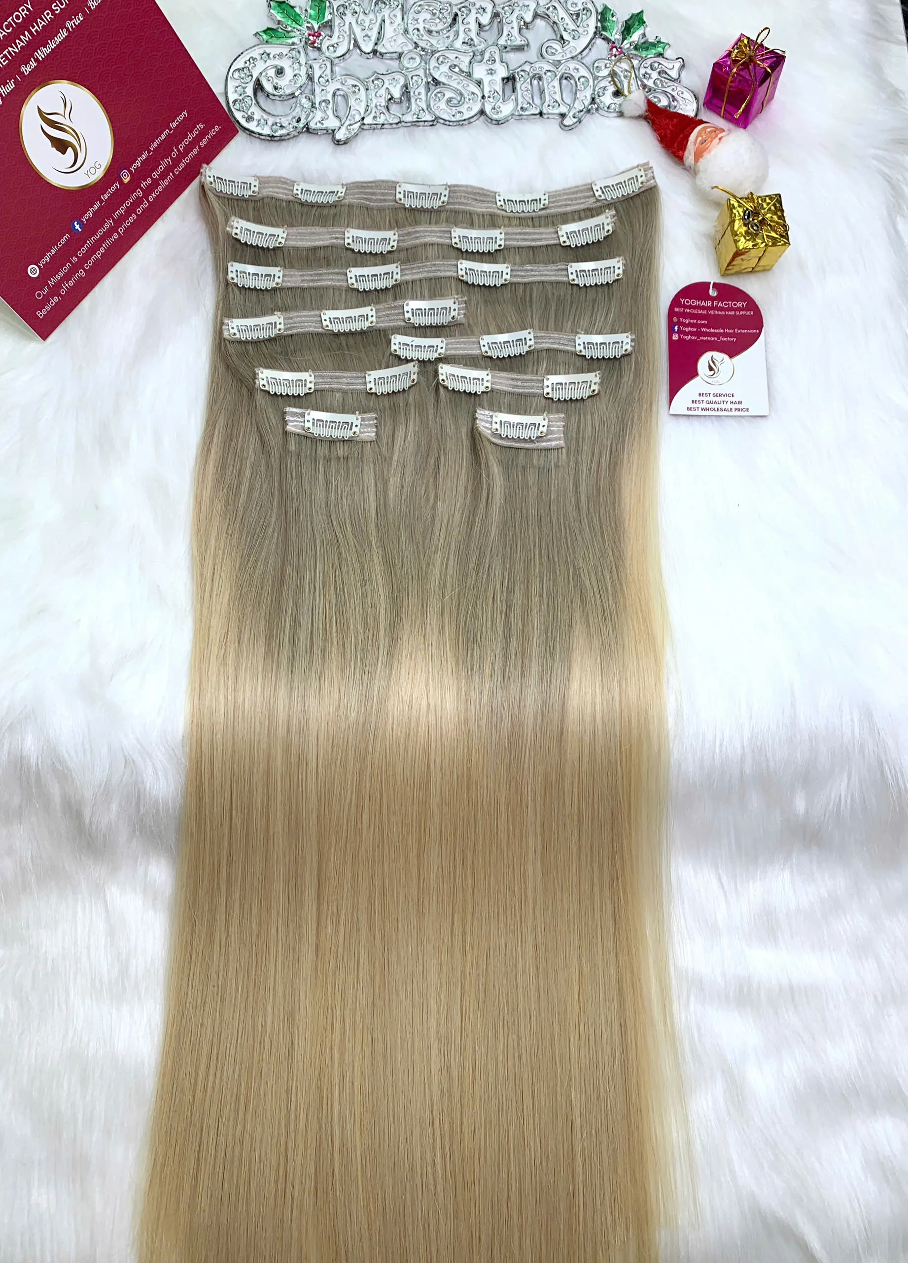 Clip In Hair Extensions Ombre Blonde Color Super Quality Vietnamese Hair 4 Clip In Hair Extensions Ombre Blonde Color