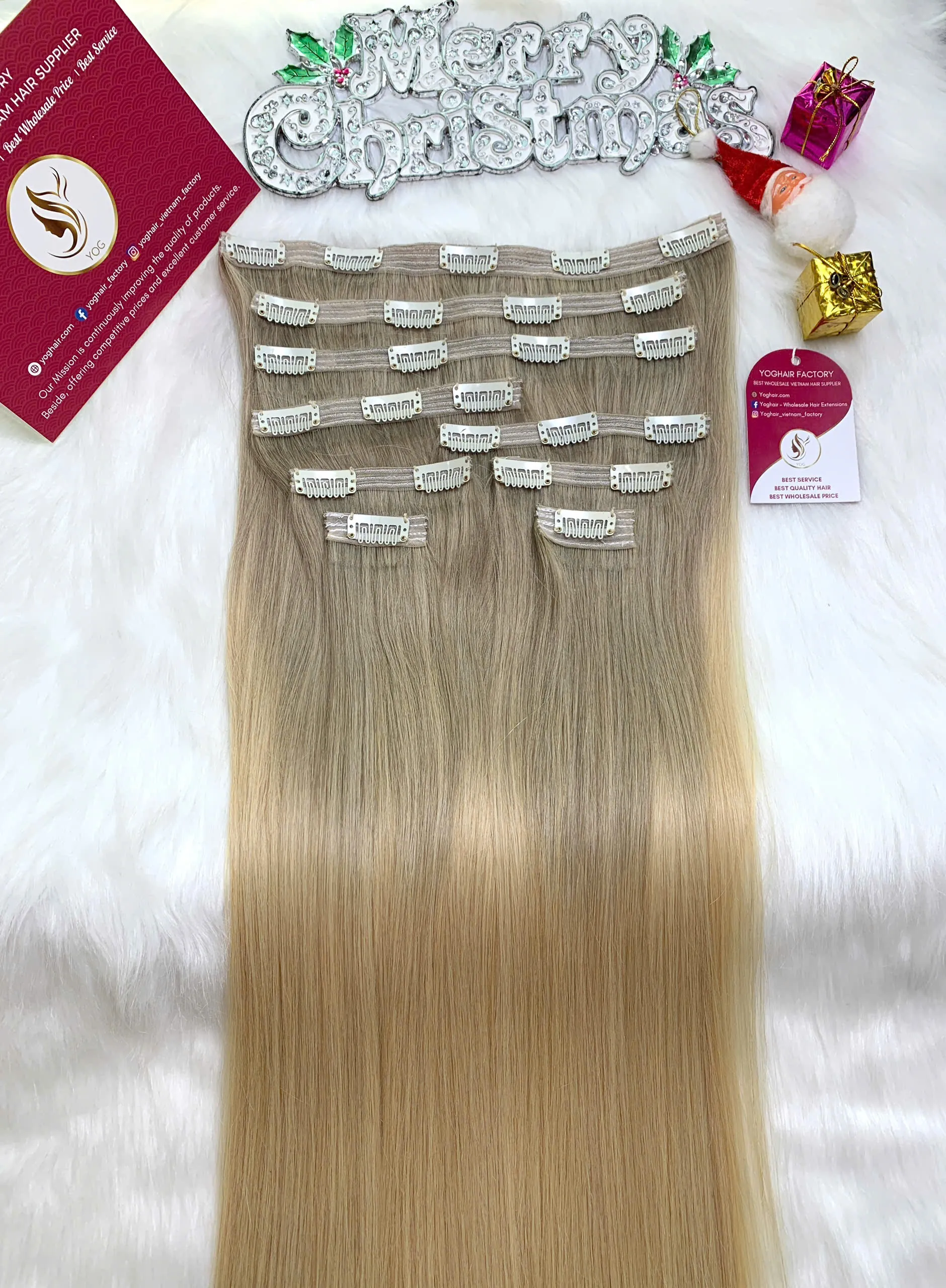 Clip In Hair Extensions Ombre Blonde Color Super Quality Vietnamese Hair 1 Clip In Hair Extensions Ombre Blonde Color Raw Vietnamese hair