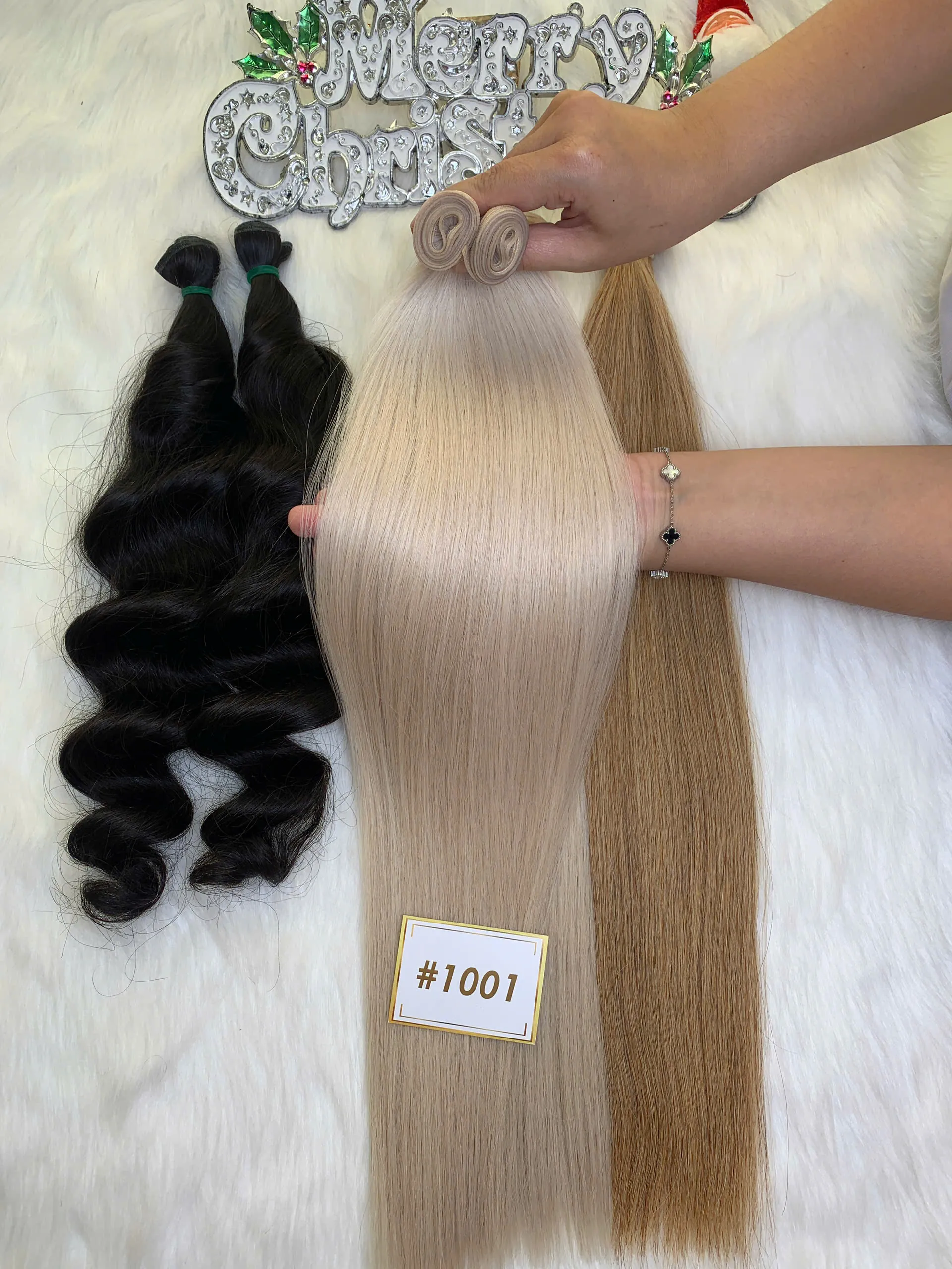 Double Layer Genius Weft Hair Extensions #1001 Color Vietnam Hair