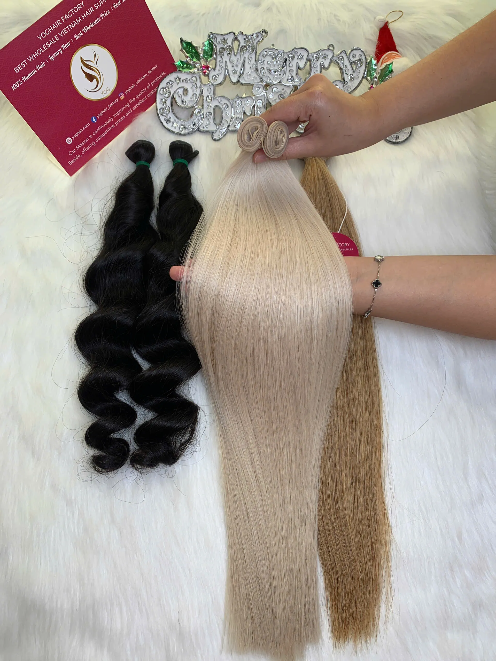 Double Layer Genius Weft Hair Extensions #1001 Color Vietnamese Hair Premium Quality