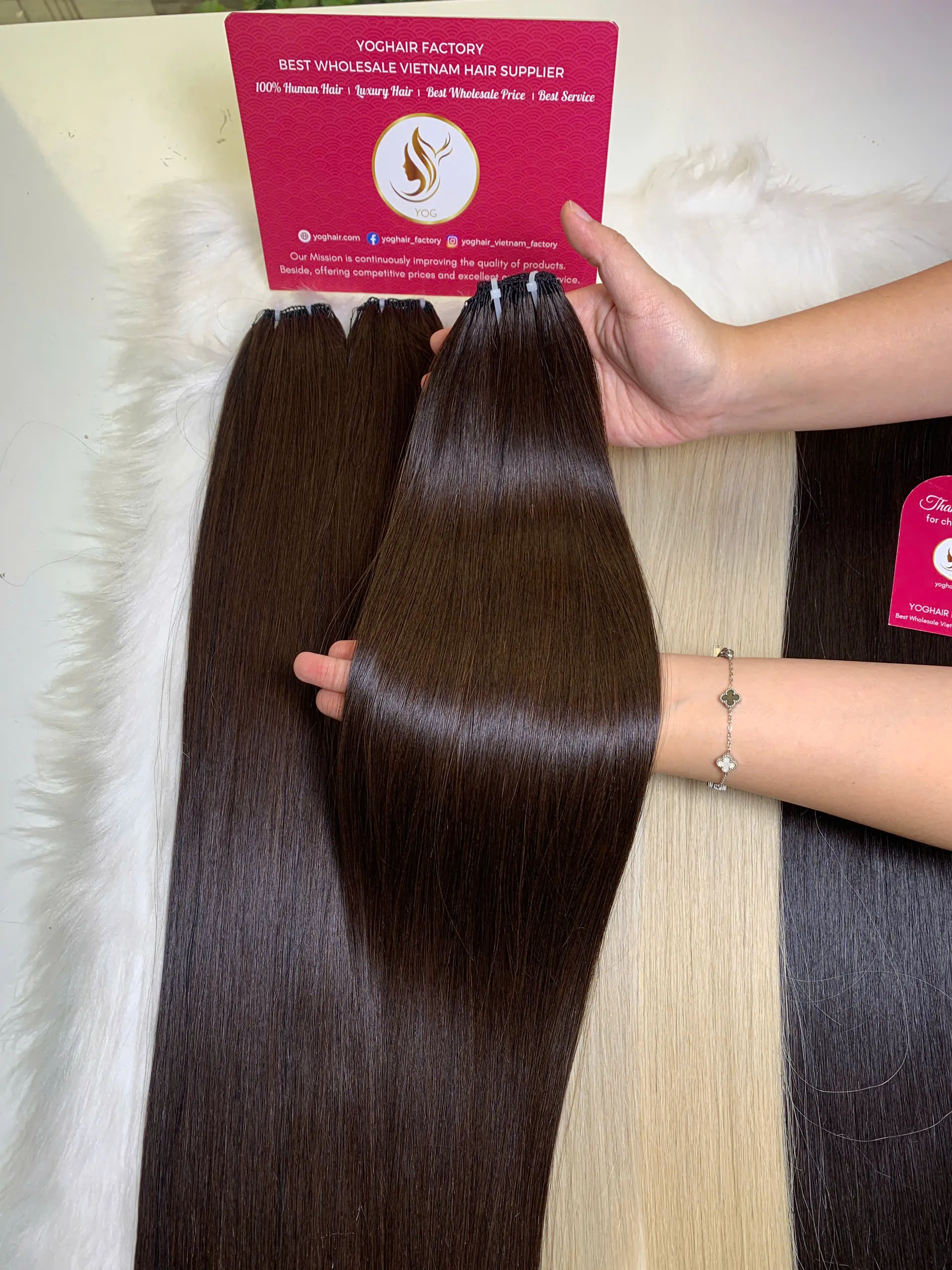 Feather Line Hair Extensions #4 Color Raw Vietnamese Hair