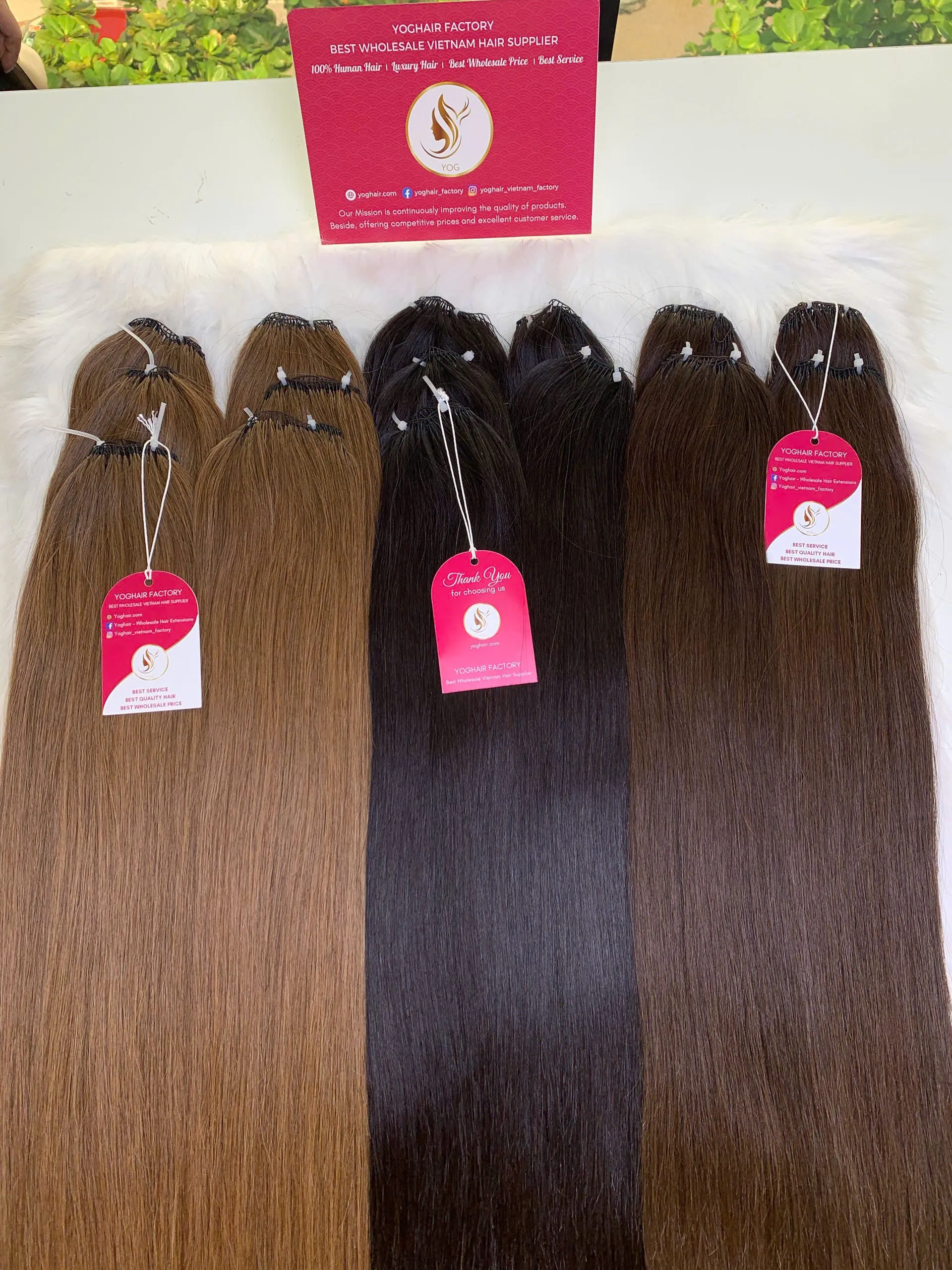 Feather Line Hair Extensions Dark Brown Color Virgin Vietnam Hair