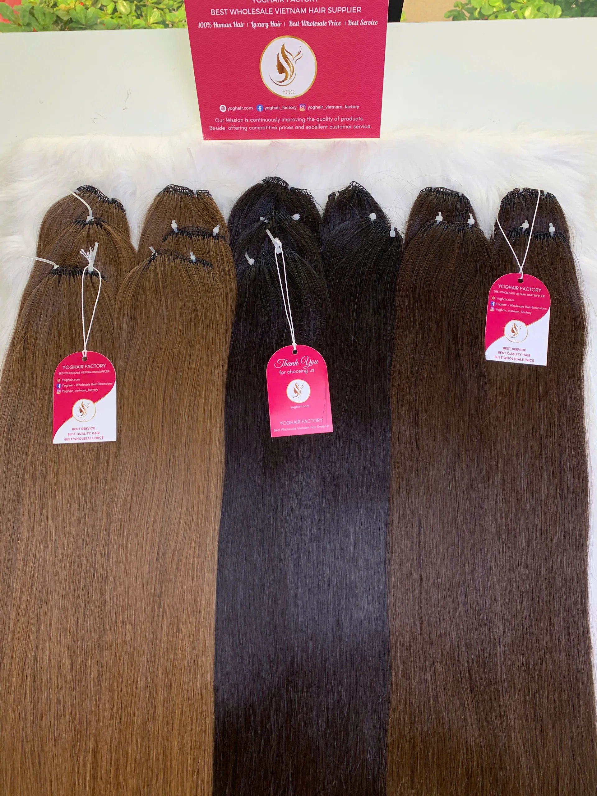 Feather Line Hair Extensions Light Brown Color Vietnam Hair