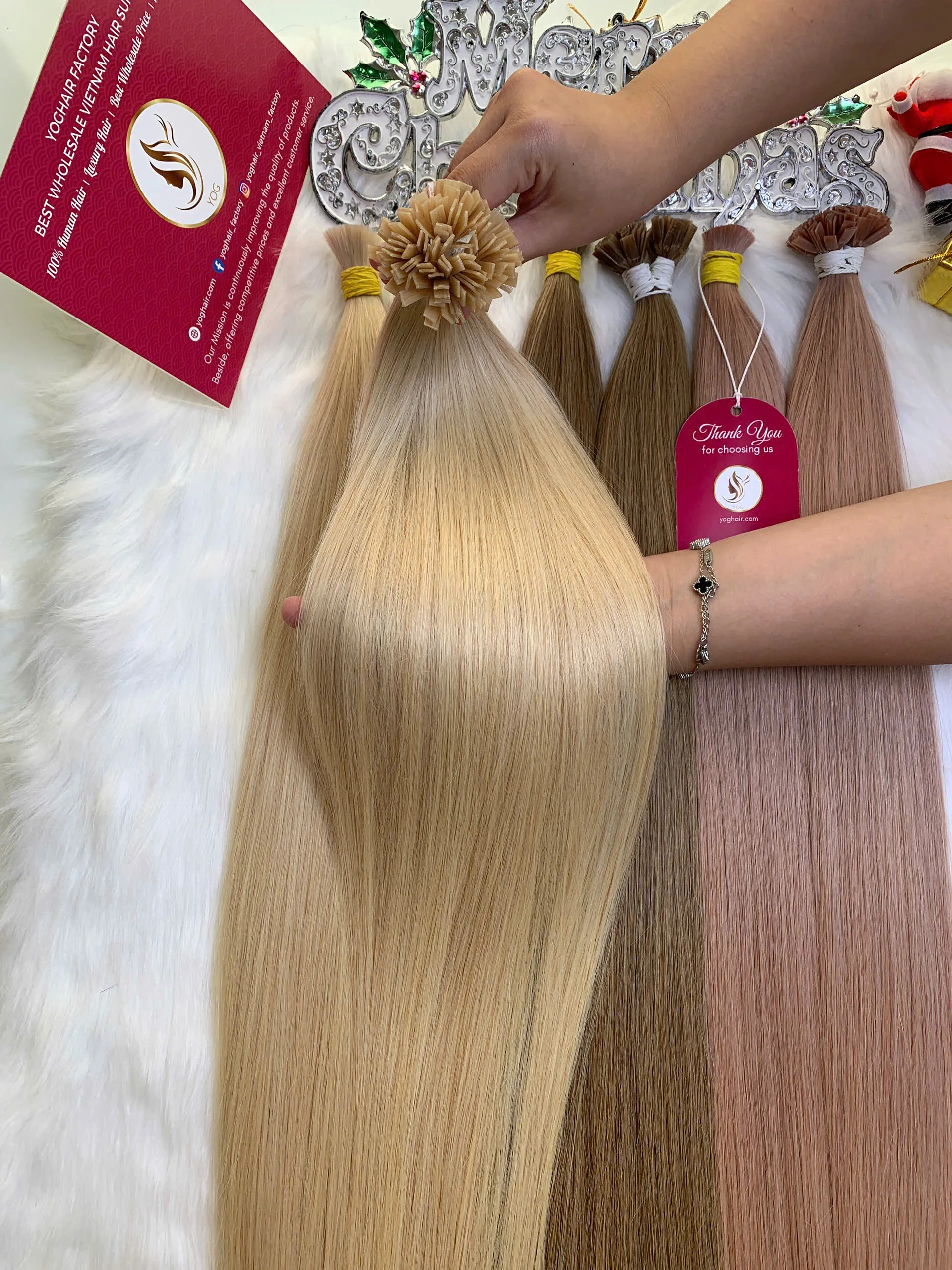 Flat Tip Hair Extensions Blonde Color Vietnam Hair