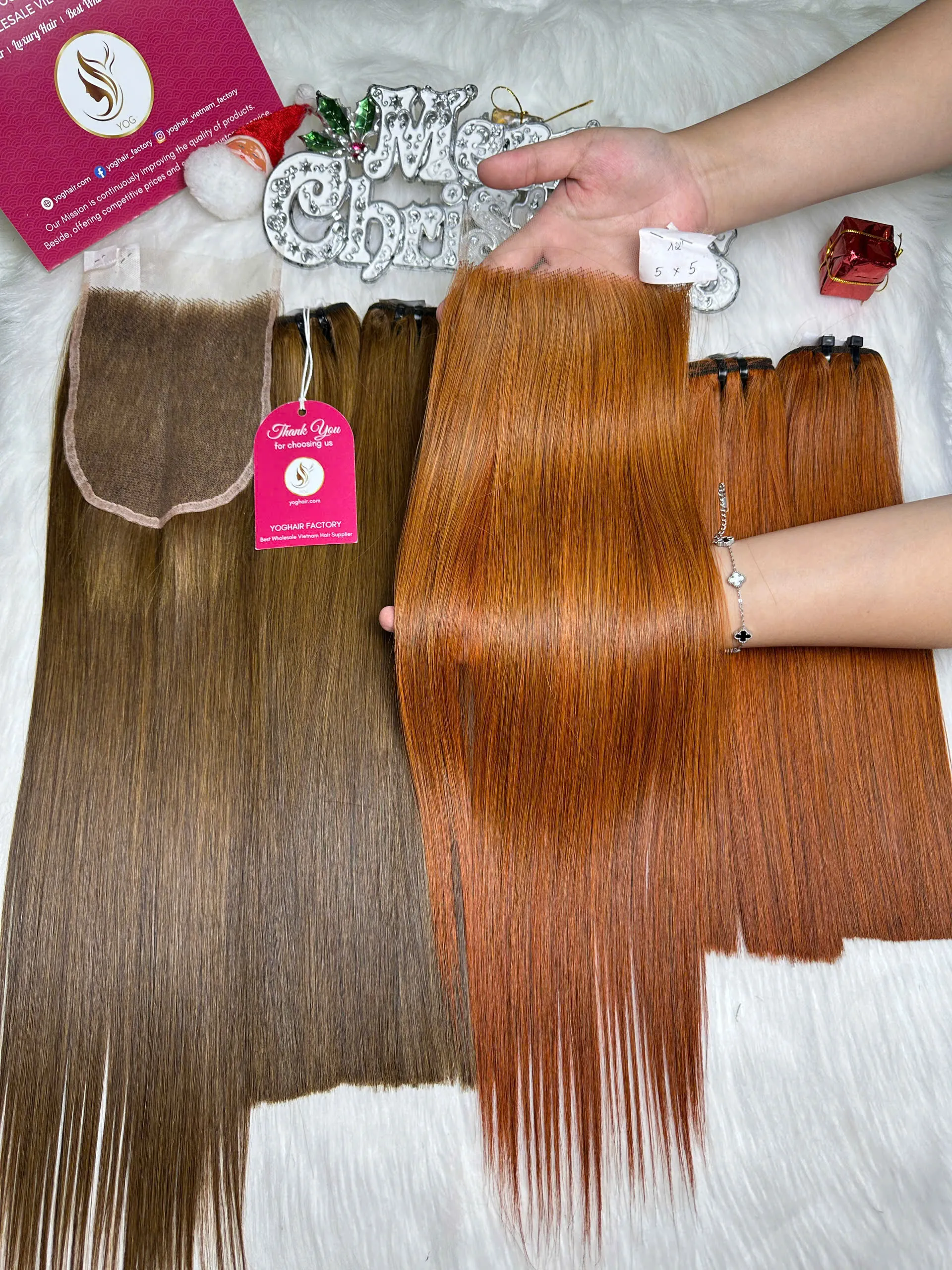 HD Lace Frontal 5x5 Orange Color Vietnamese Hair Bone Straight