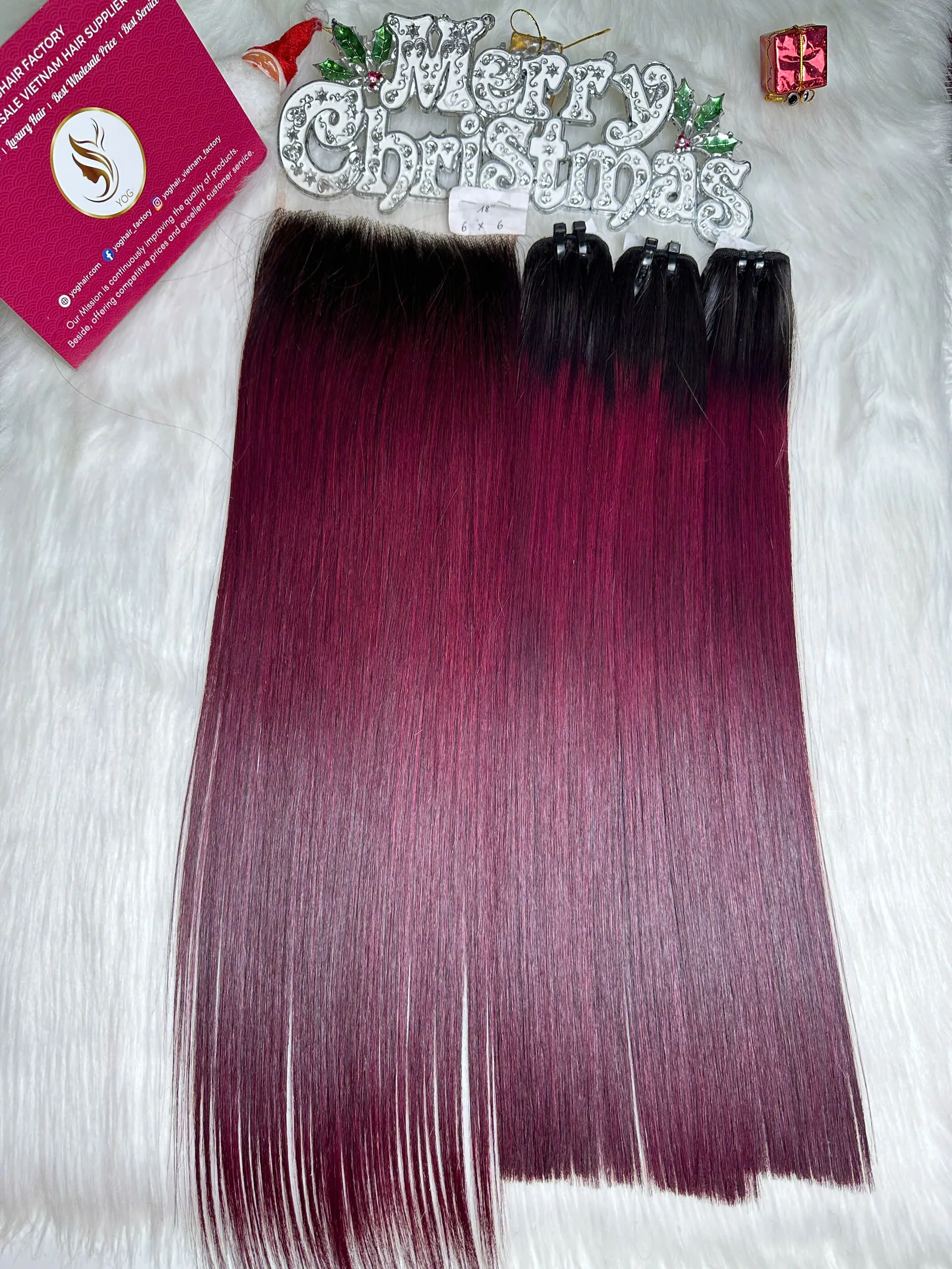 HD Lace Frontal 6x6 Ombre Burgundy Color Vietnamese Hair