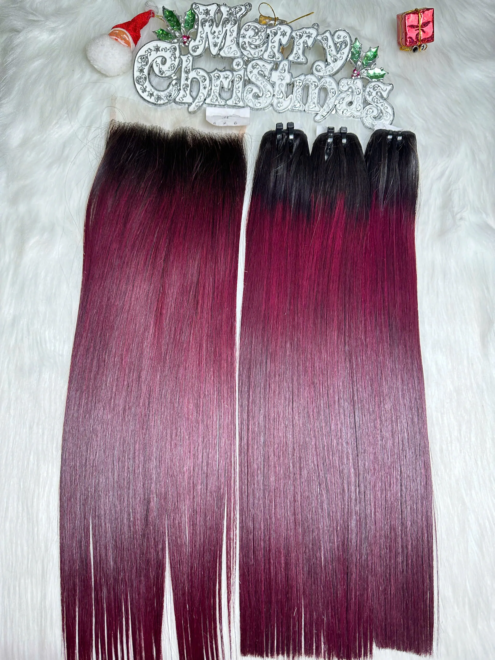 HD Lace Frontal 6x6 Ombre Burgundy Color