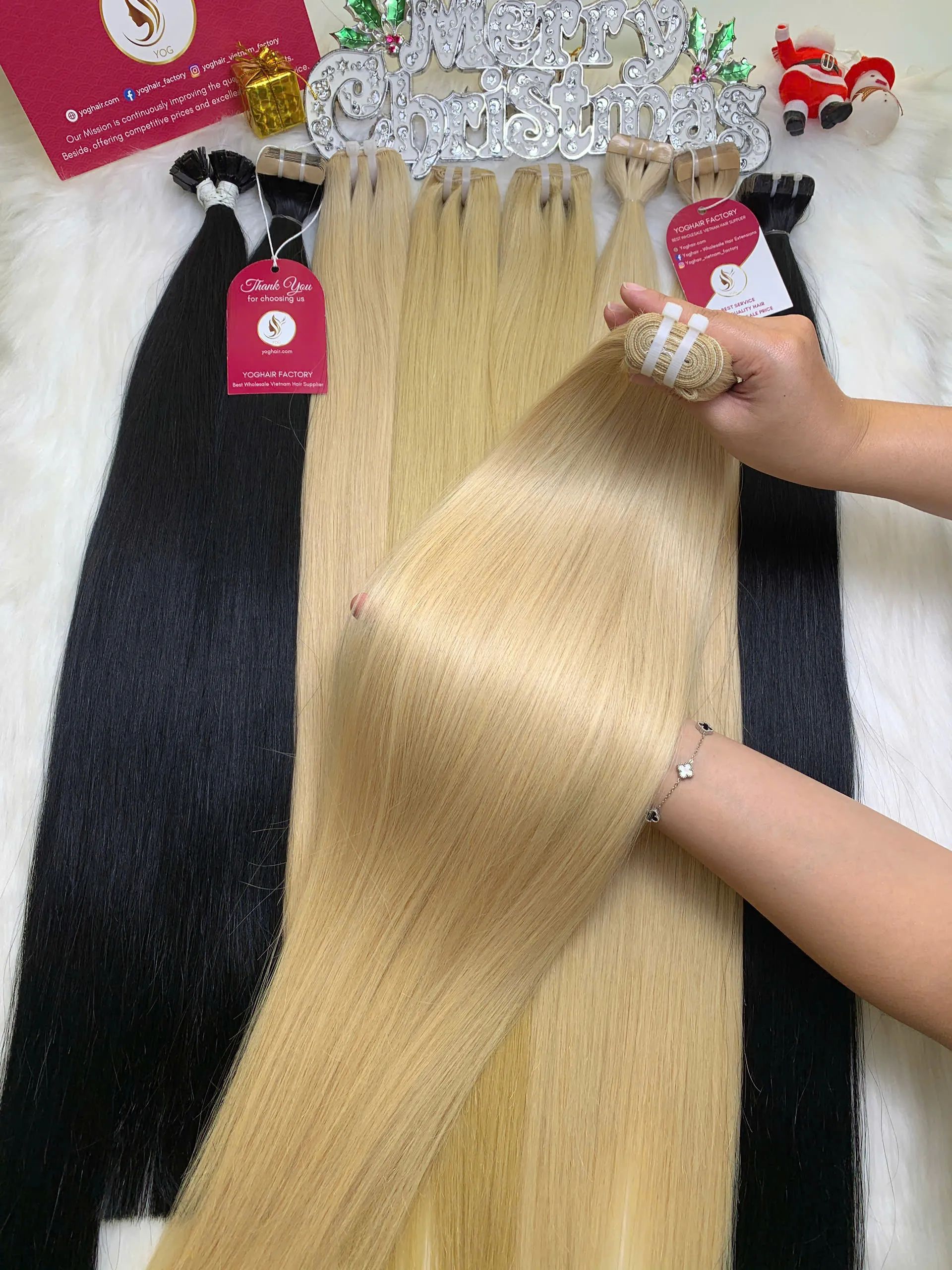 Weft Hair Extensions #60 Color Vietnamese Bone Straight Hair