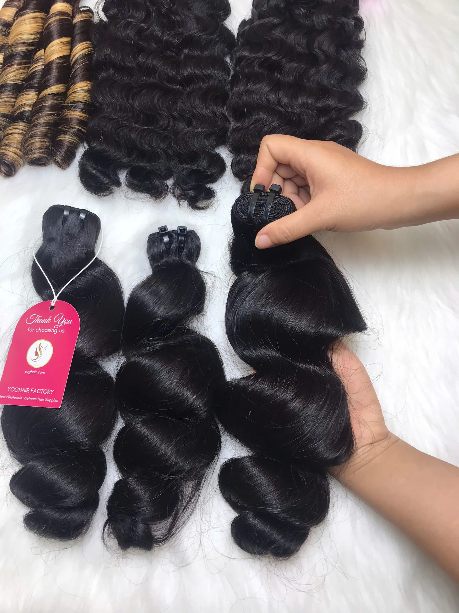 Weft Hair Extensions Loose Wave Black Natural Color Wholesale Vietnam Hair
