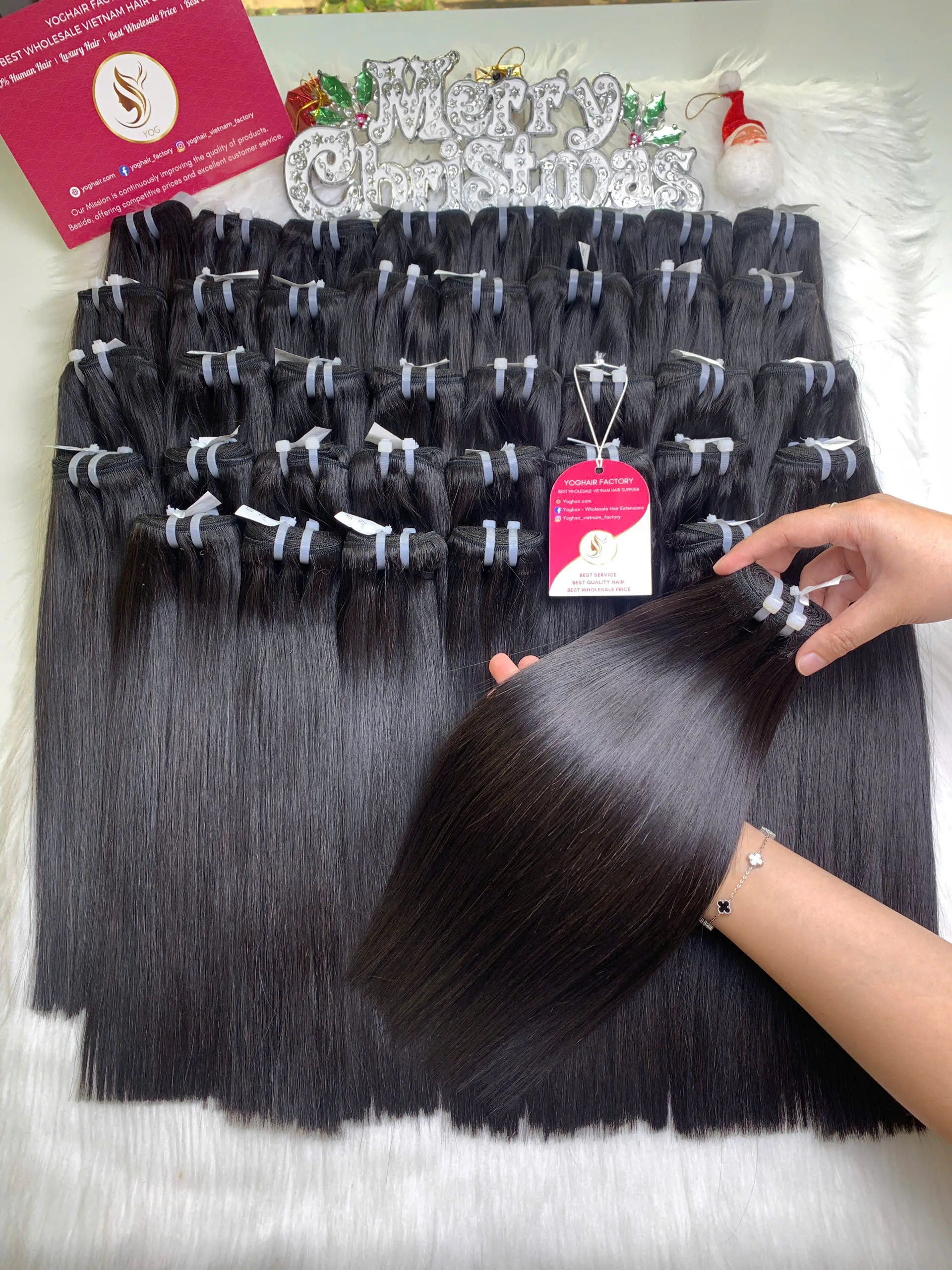 Weft Hair Extensions Natural Color 100% Raw Vietnam Hair