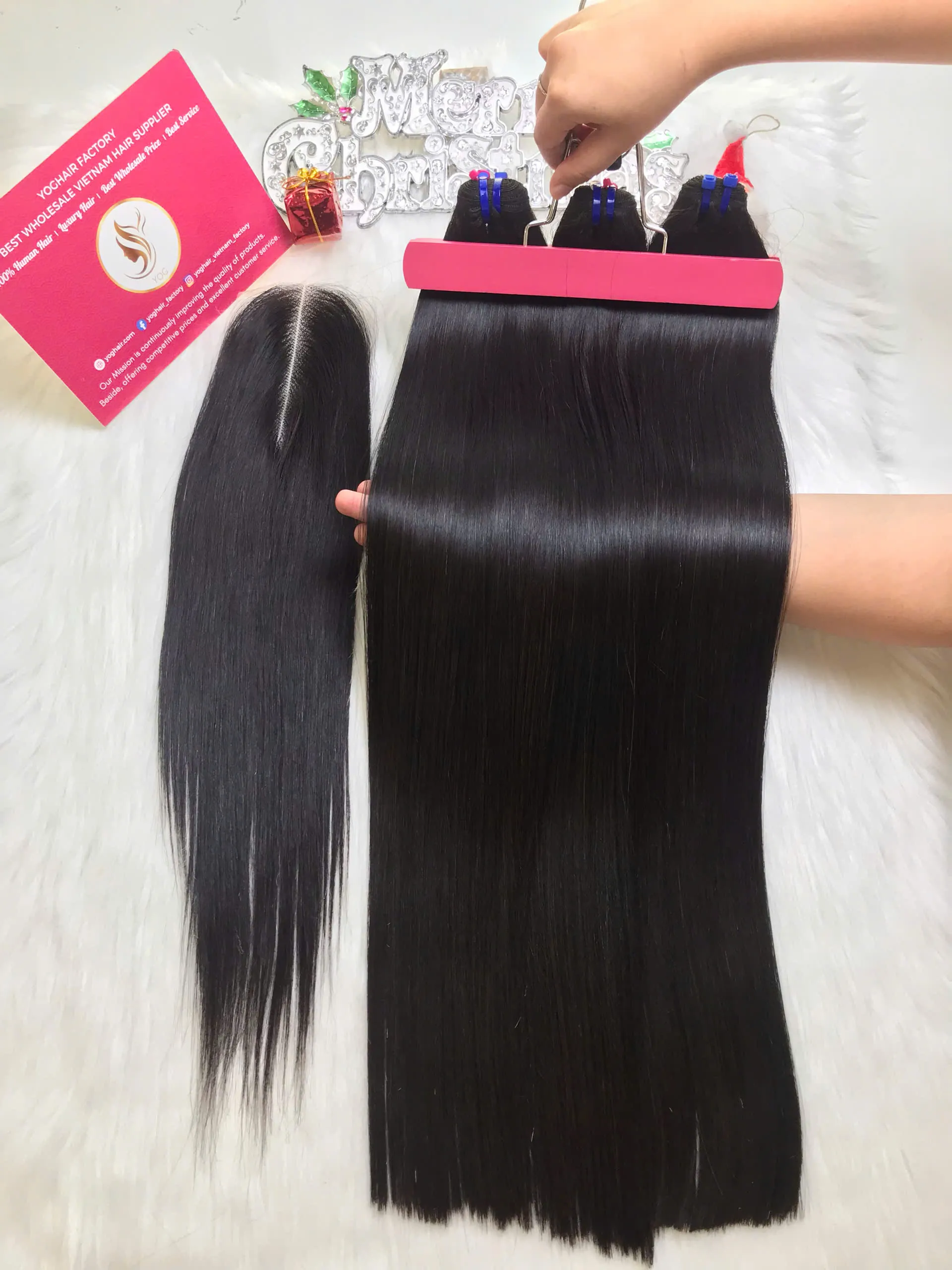Weft Hair Extensions Natural Color 100% Raw Vietnamese Hair Wholesale