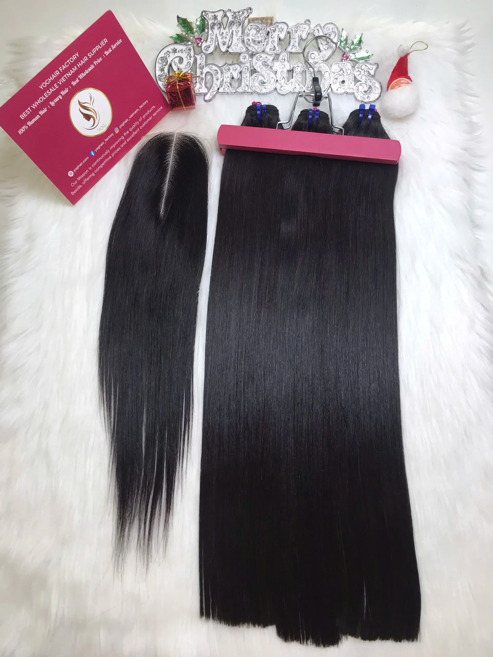 Weft Hair Extensions Natural Color 100% Raw Vietnamese Hair