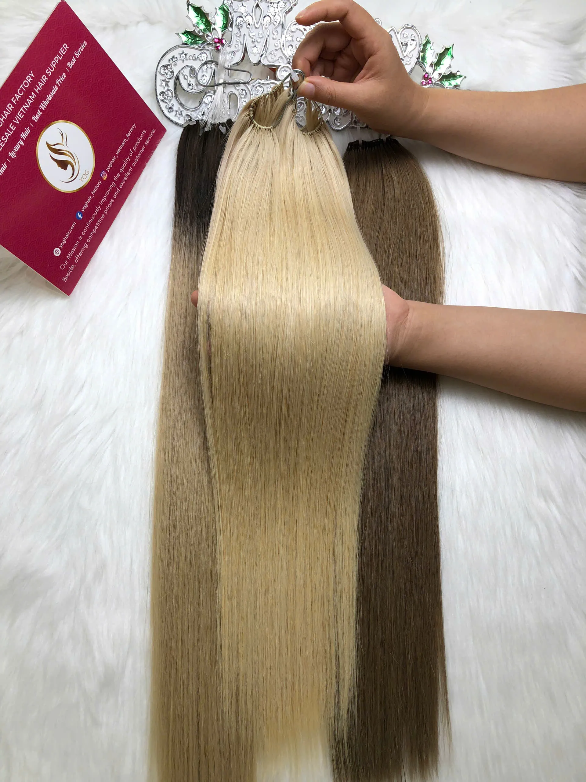 Feather Line Hair Extensions Blonde Color Vietnamese Hair