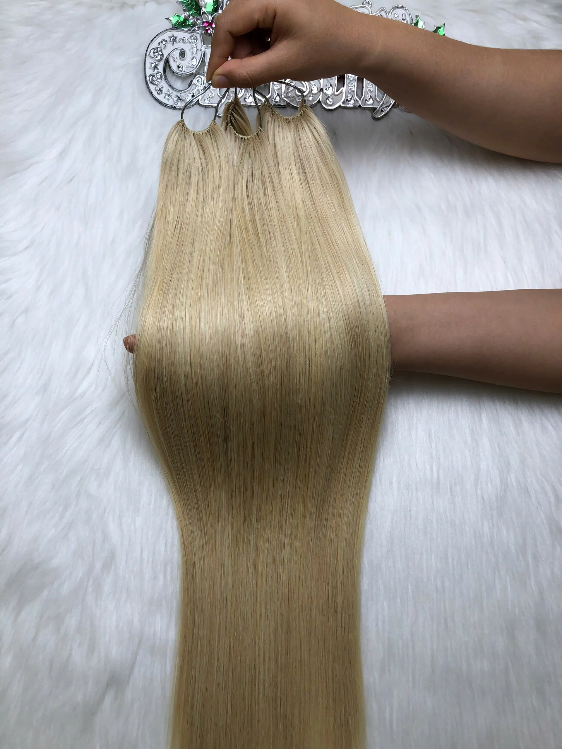 Feather Line Hair Extensions Blonde Color Vietnamese Hair