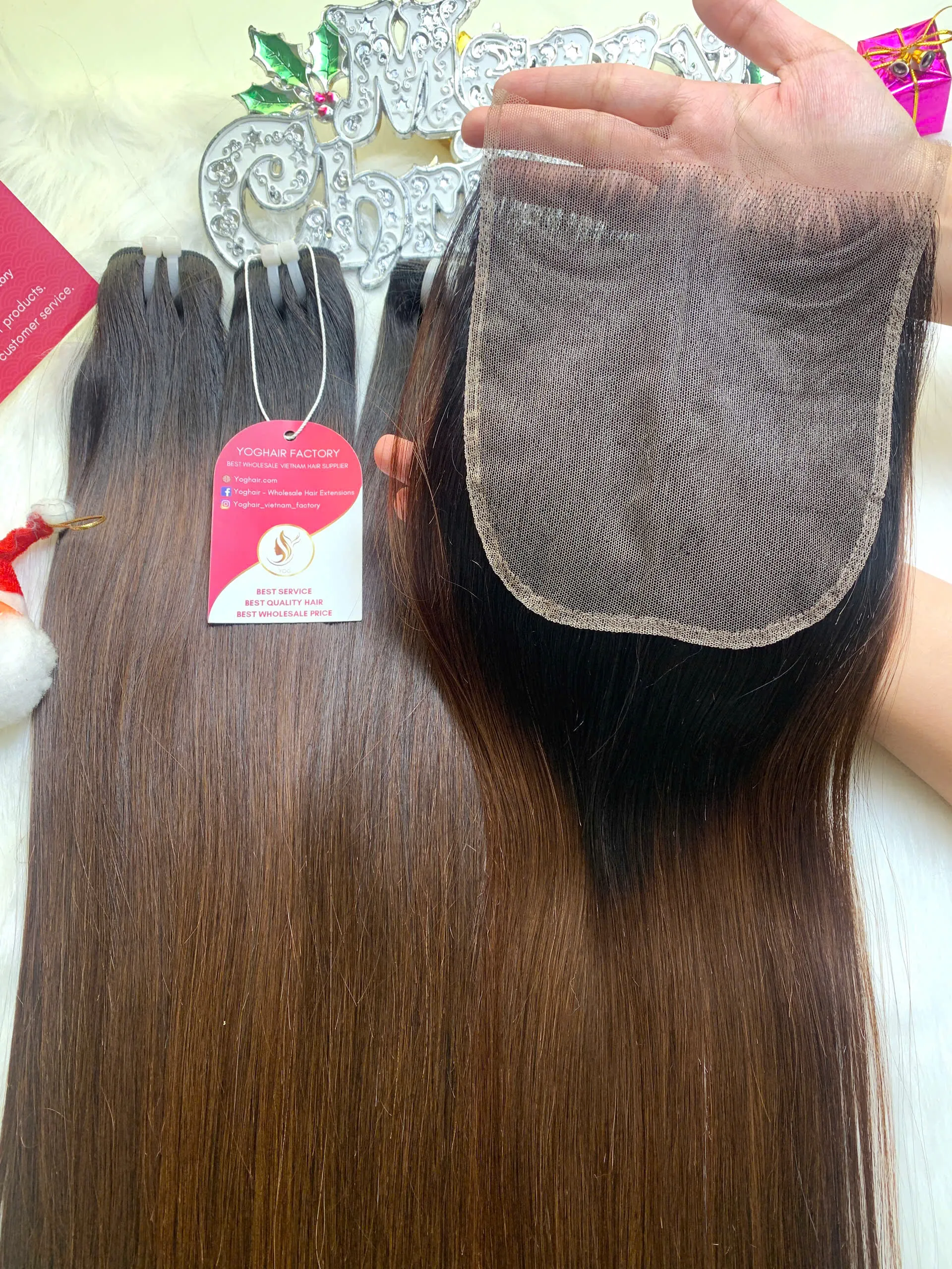 HD Lace Frontal 5×5 Bone Straight Dark Brown Color Vietnamese Hair