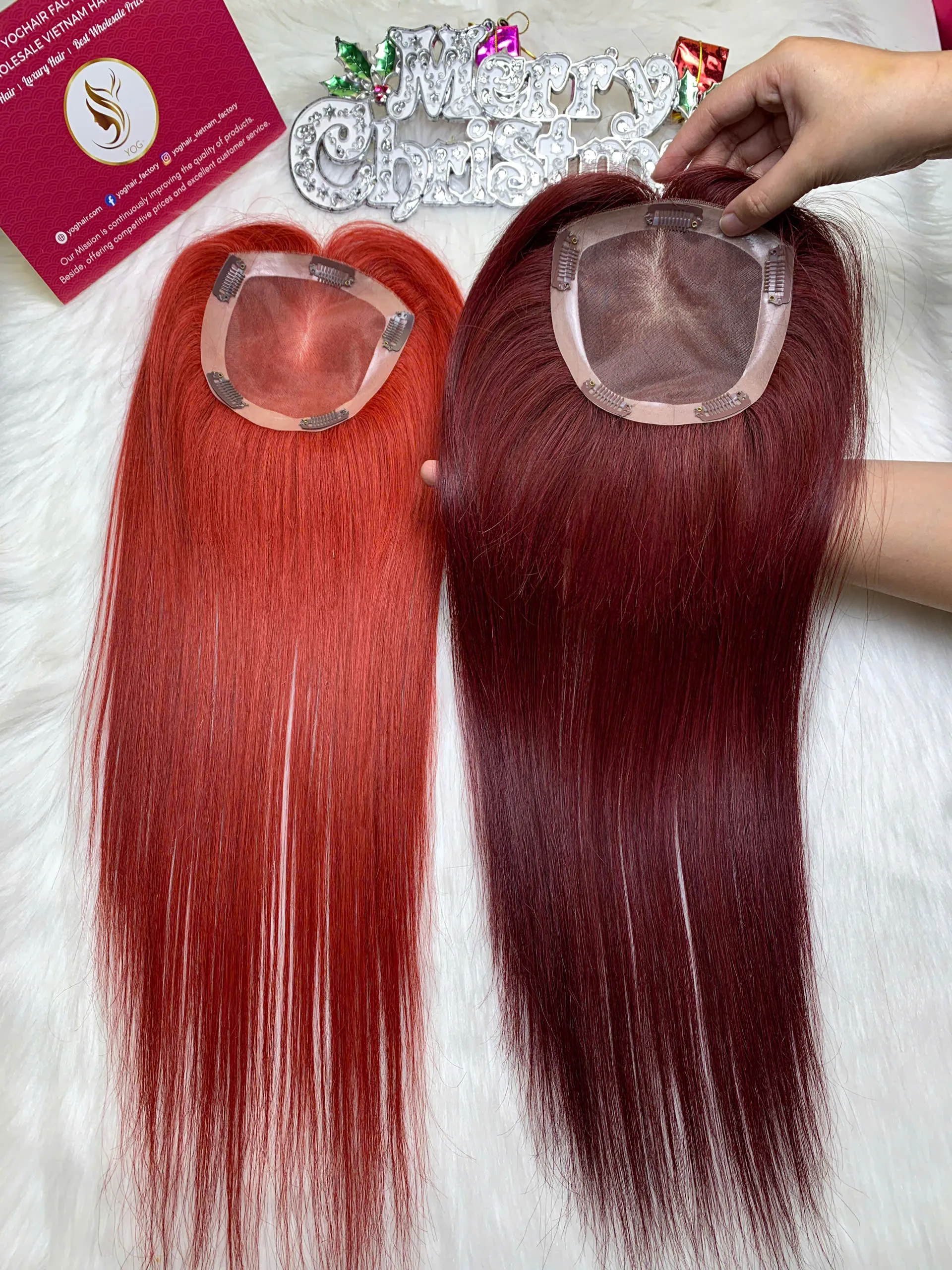 Human Hair Topper 150 Density Lace 5×5 Dark Red Color Vietnamese Hair 1 Human Hair Topper 150 Density Lace 5×5 Dark Red Color Vietnamese Hair
