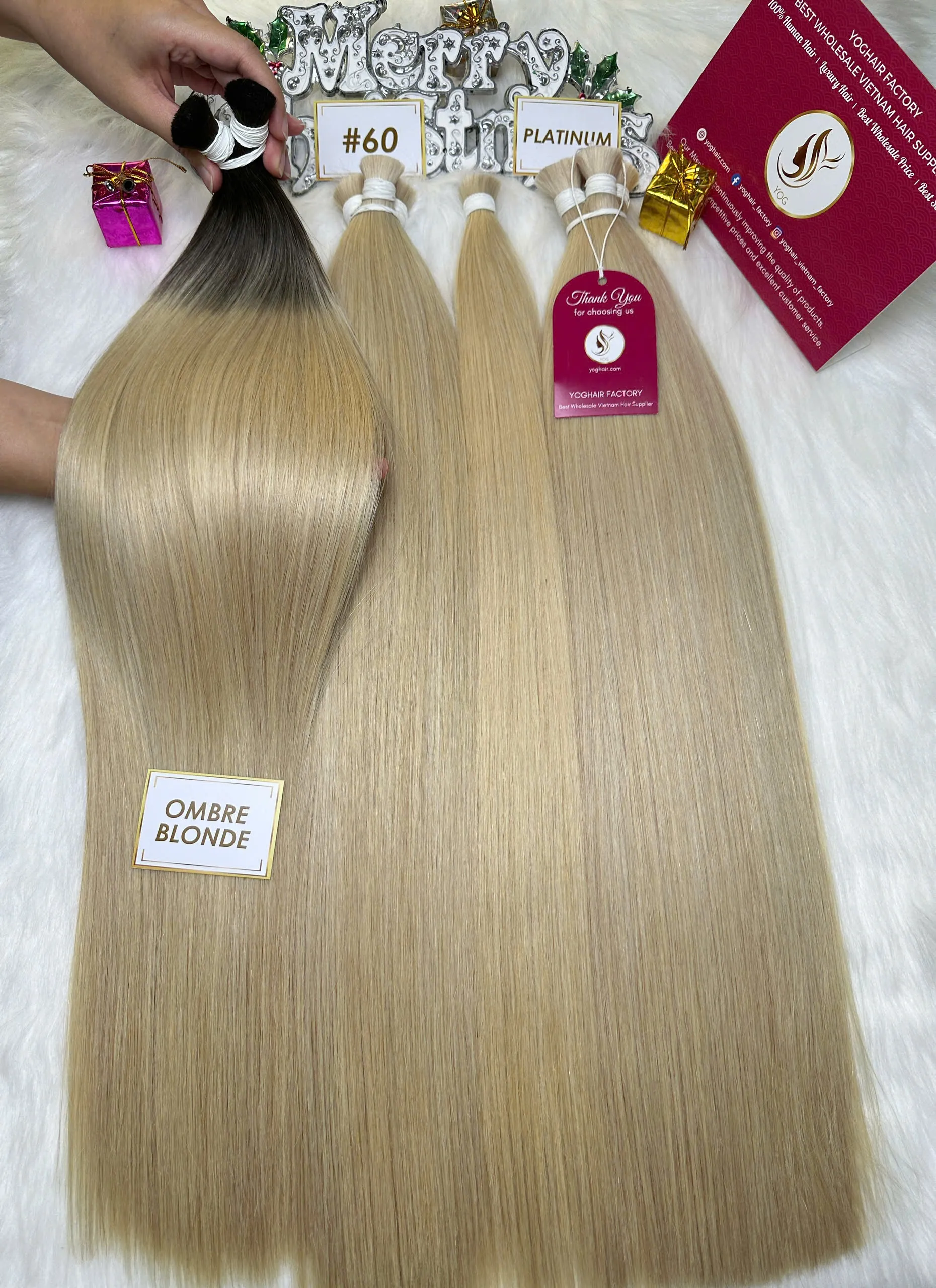 Natural Straight Bulk Hair Human Hair Ombre Blonde Color Vietnamese Hair 2 Natural Straight Bulk Hair Human Hair Ombre Blonde Color Vietnamese Hair