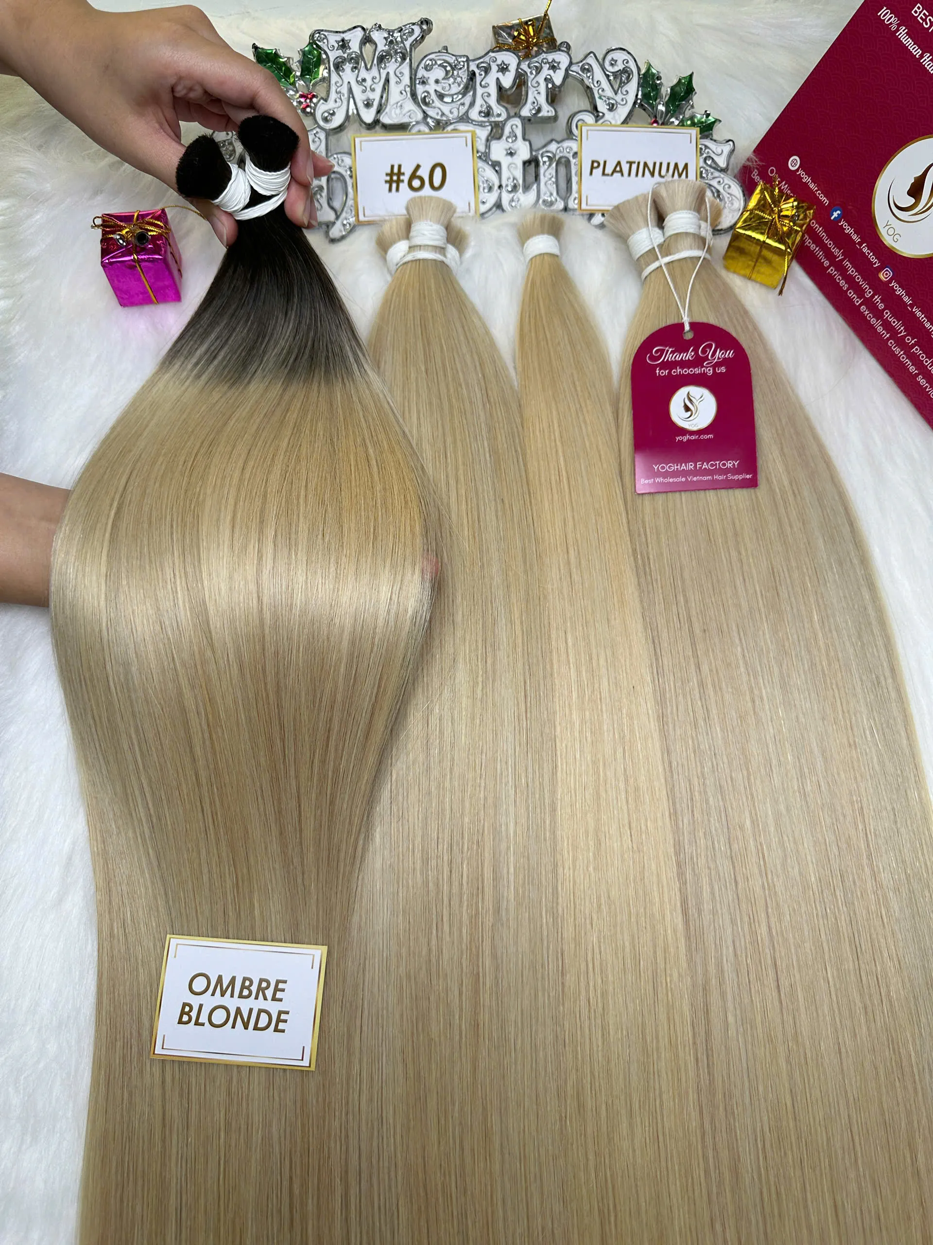 Natural Straight Bulk Hair Human Hair Ombre Blonde Color Vietnamese Hair 1 Natural Straight Bulk Hair Human Hair Ombre Blonde Color Vietnamese Hair
