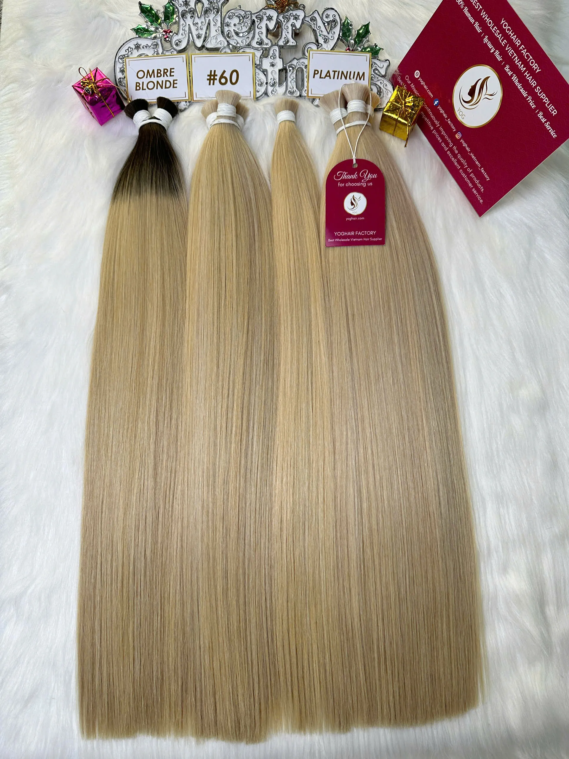 Natural Straight Bulk Hair Human Hair Platinum Color Vietnamese Hair 4 Natural Straight Bulk Hair Human Hair Platinum Color Vietnamese Hair