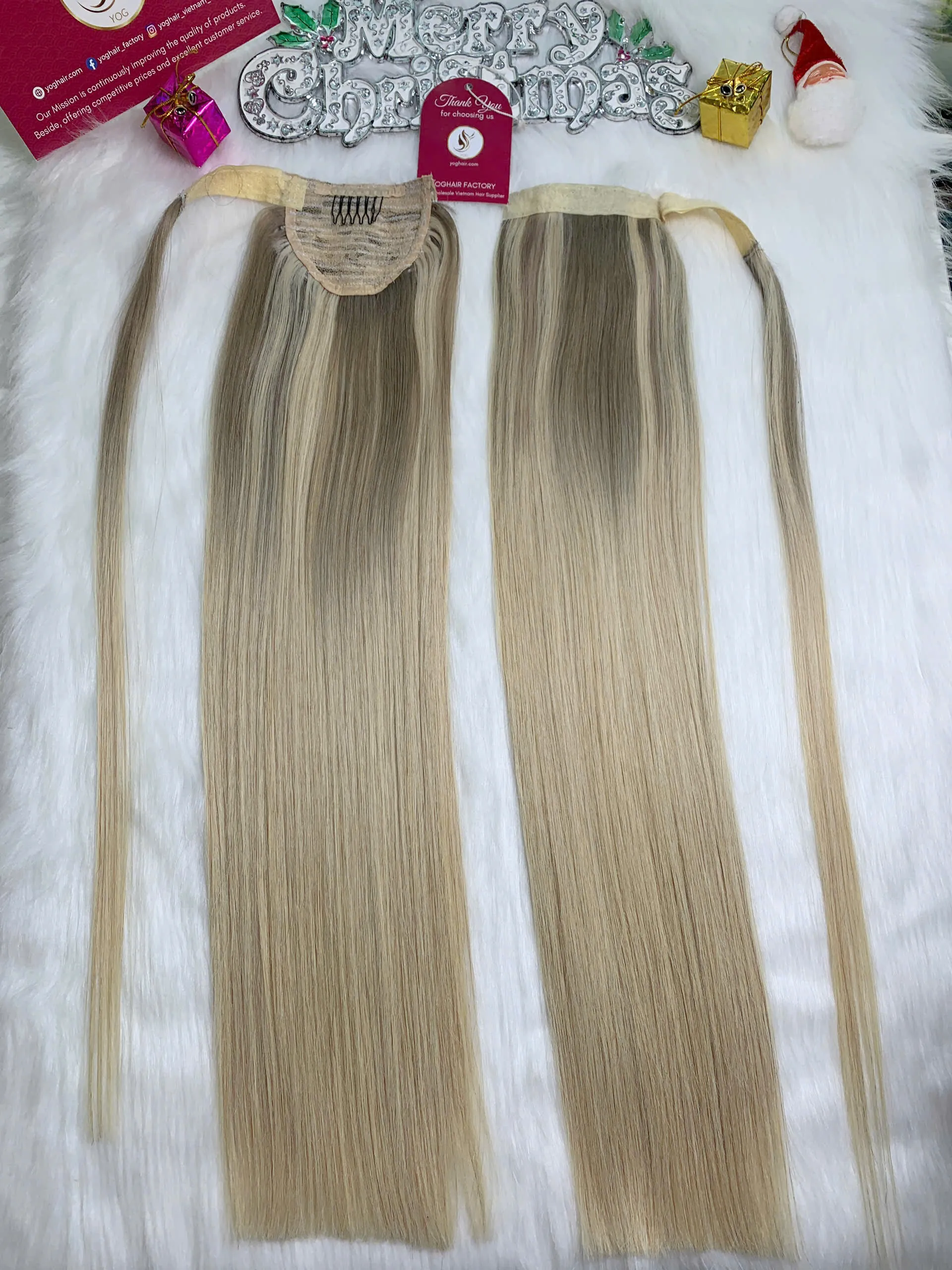 Ponytail Hair Extensions Mix Piano Blonde Color Luxurious Vietnamese Hair 4 Ponytail Hair Extensions Mix Piano Blonde Color Luxurious Vietnamese Hair