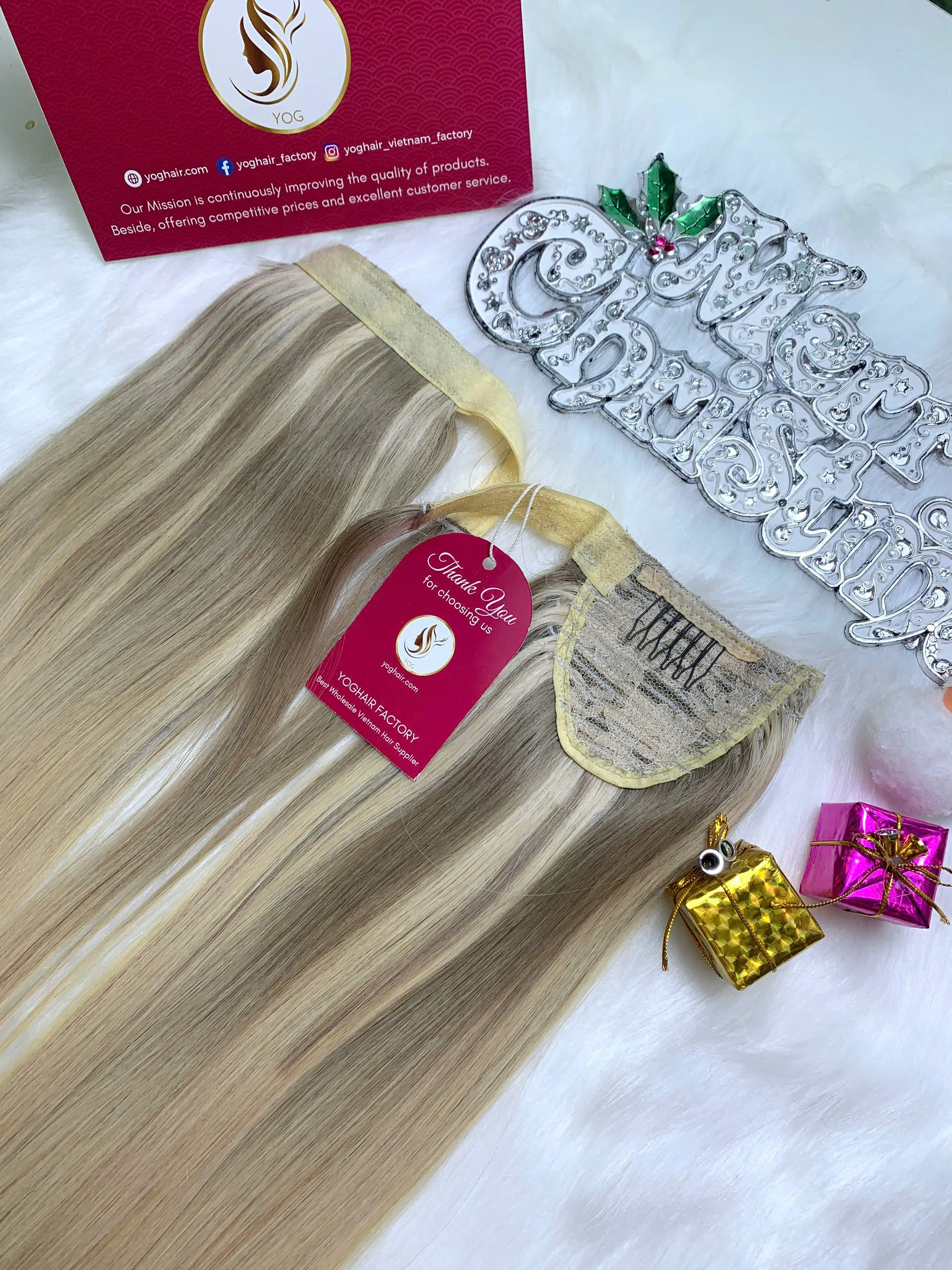 Ponytail Hair Extensions Mix Piano Blonde Color Luxurious Vietnamese Hair 5 Ponytail Hair Extensions Mix Piano Blonde Color Luxurious Vietnamese Hair