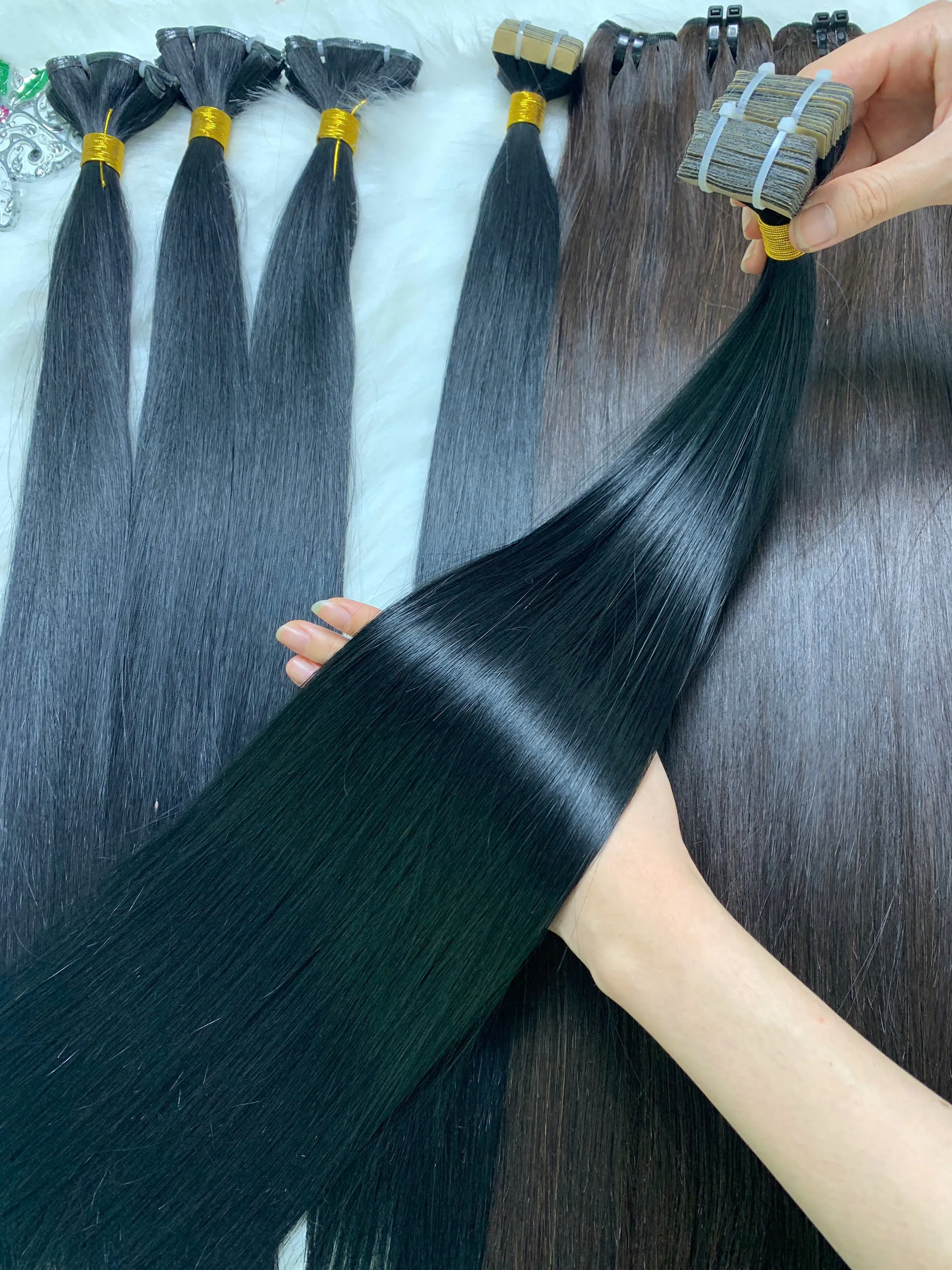 Tape In Hair Extensions Seamless Natural Color Raw Vietnamese Hair 2 Tape In Hair Extensions Seamless Natural Color Raw Vietnamese Hair