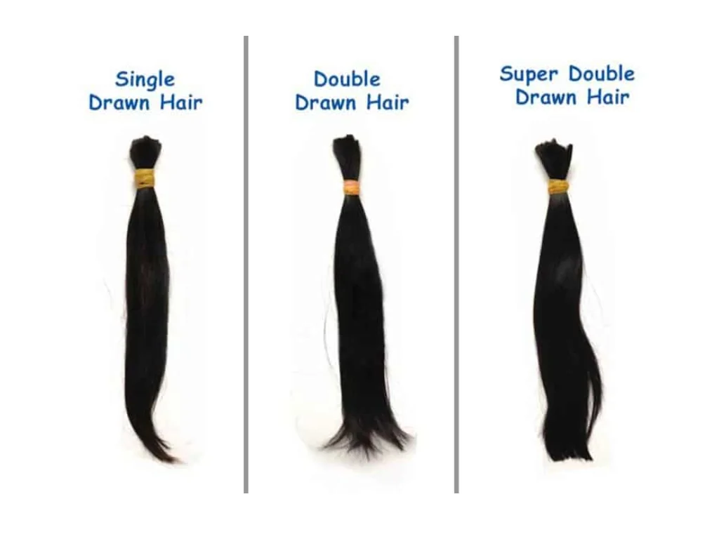  Different Vietnamese hair grades with variations in thickness and uniformity.