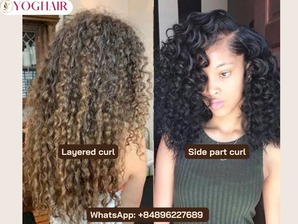 Ultimate Guide for Difference Types of Curly Weave Hair 16 Layered curl vs Side part curl