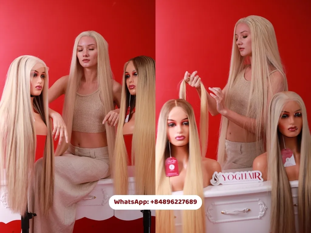 A glueless lace front wig features a sheer lace panel at the front 