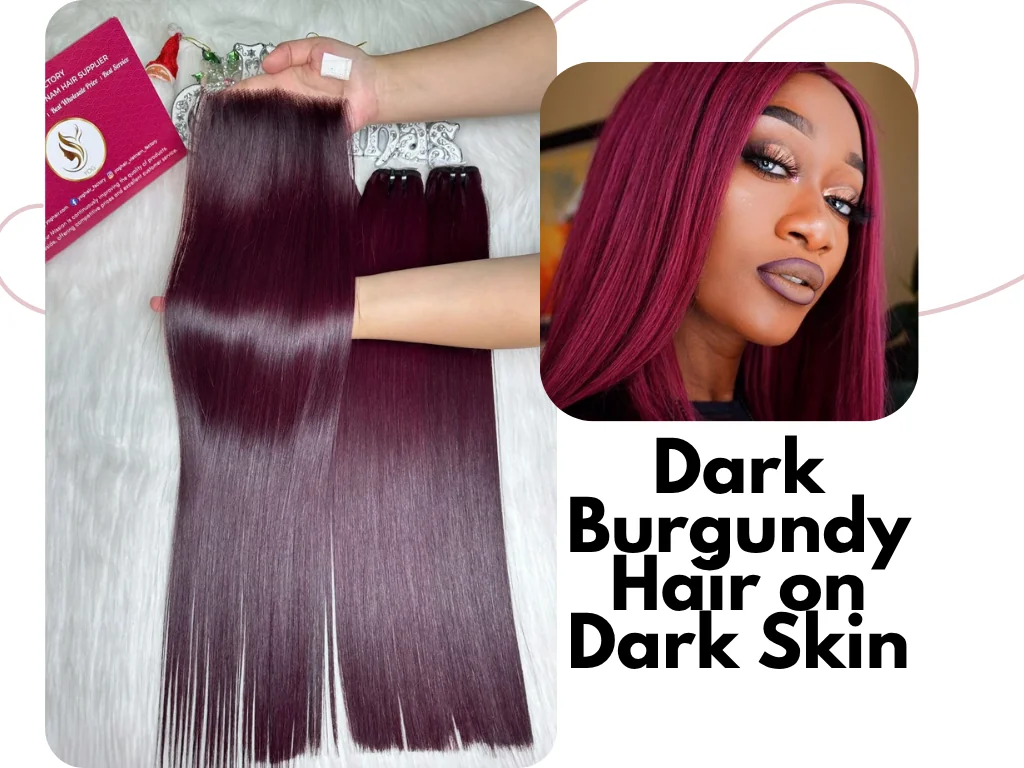 Stunning Dark Burgundy Hair on Dark Skin: Bold & Elegant Look 1 Dark burgundy hair on dark skin is an incredibly striking and elegant choice